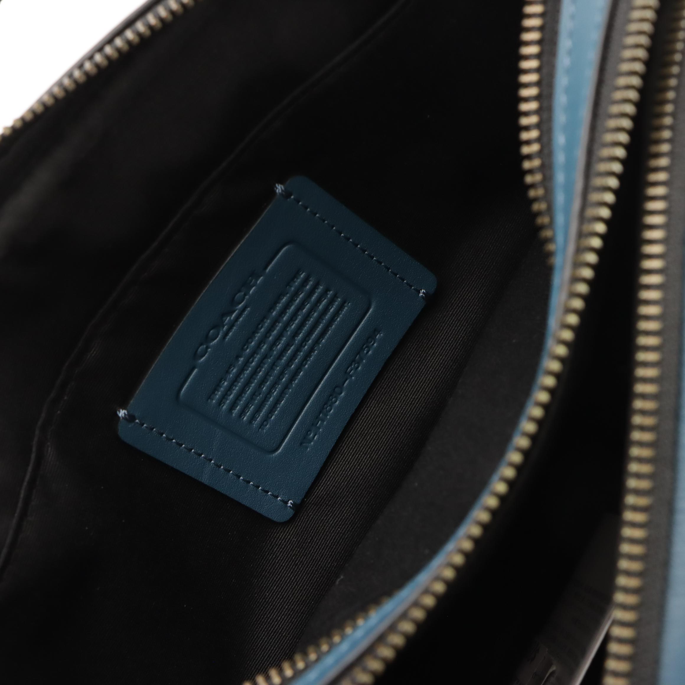 Coach Graham Utility Pack in Blue and Black Colorblock Leather