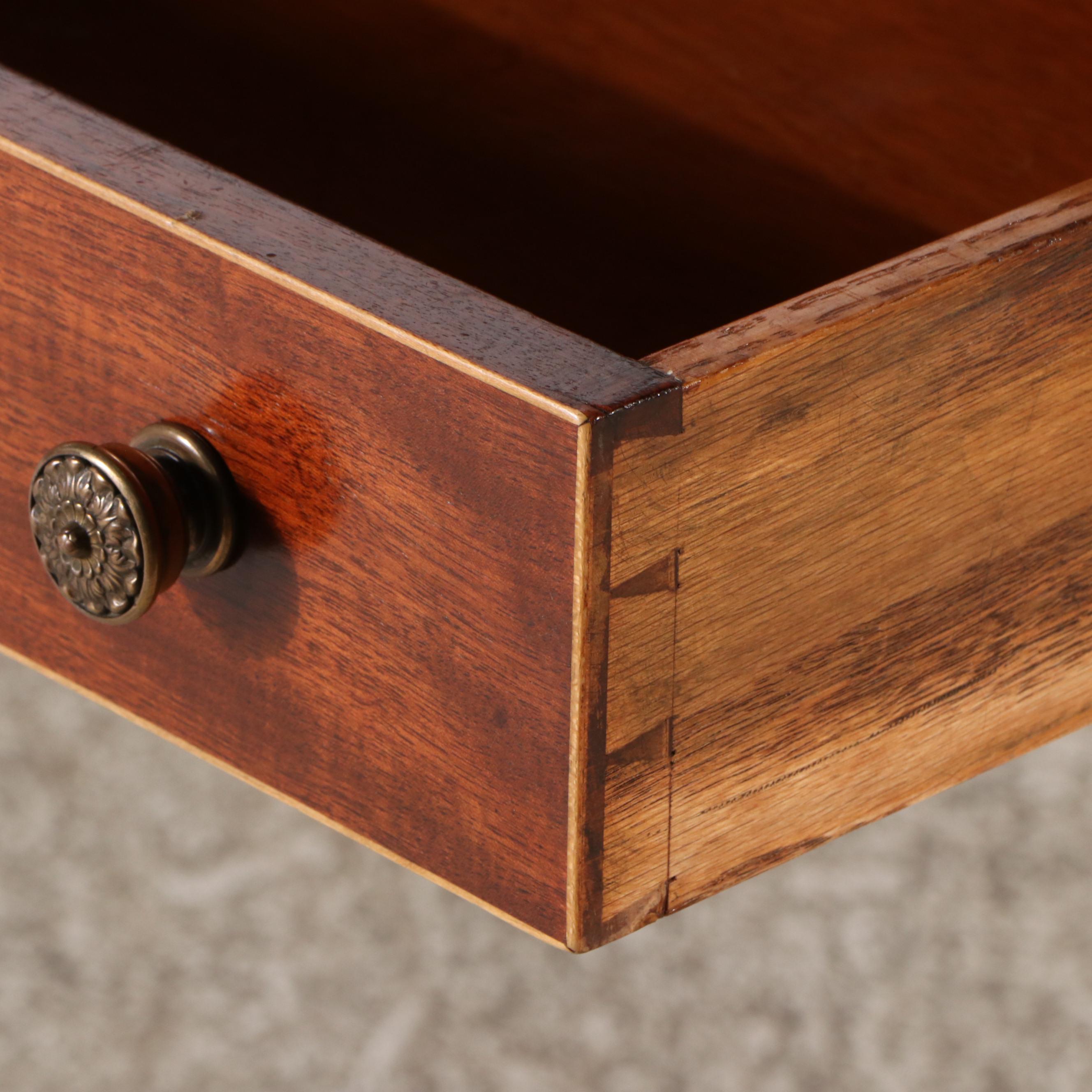 Regency Style Mahogany Writing Table with Leather Top, Mid-20th Century