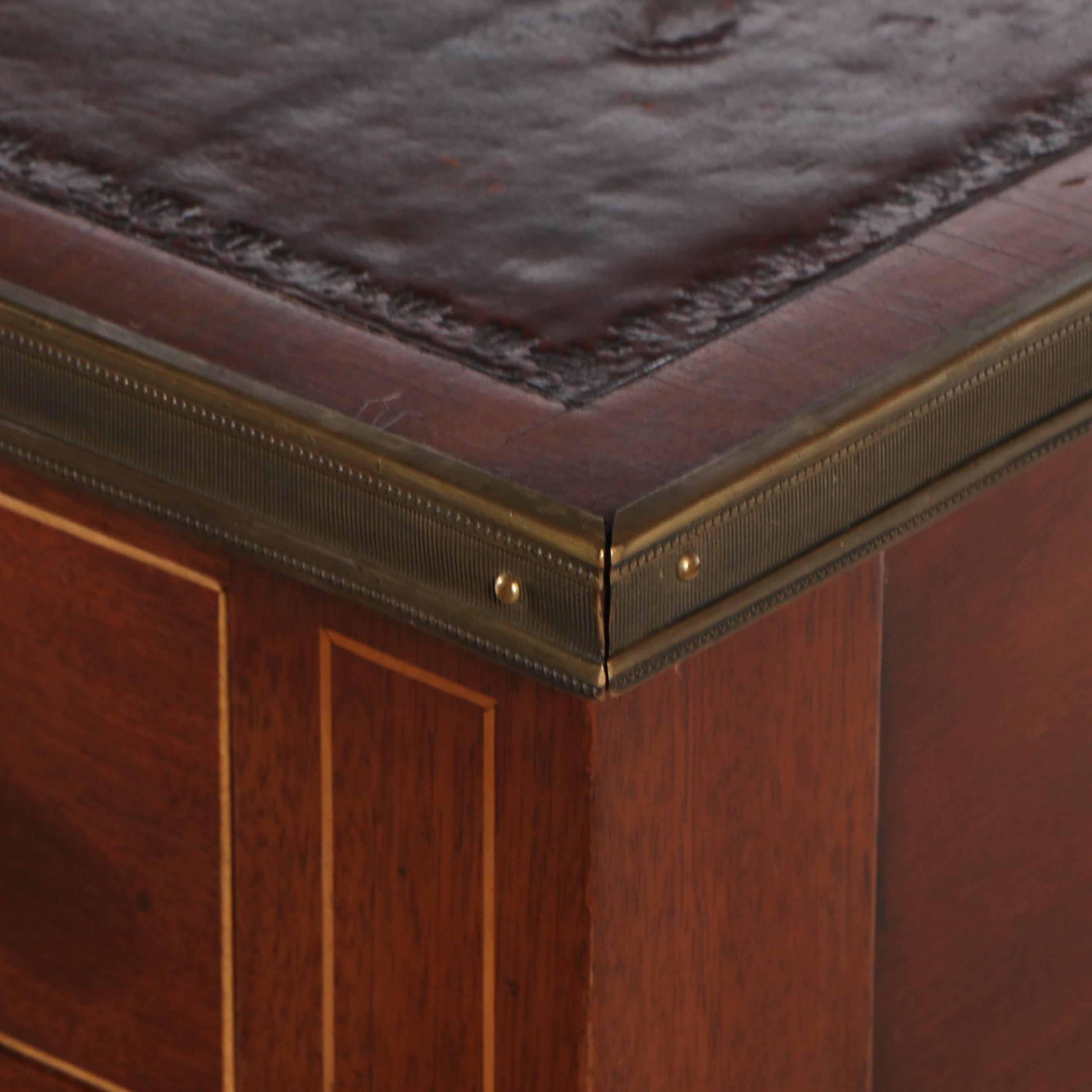 Regency Style Mahogany Writing Table with Leather Top, Mid-20th Century