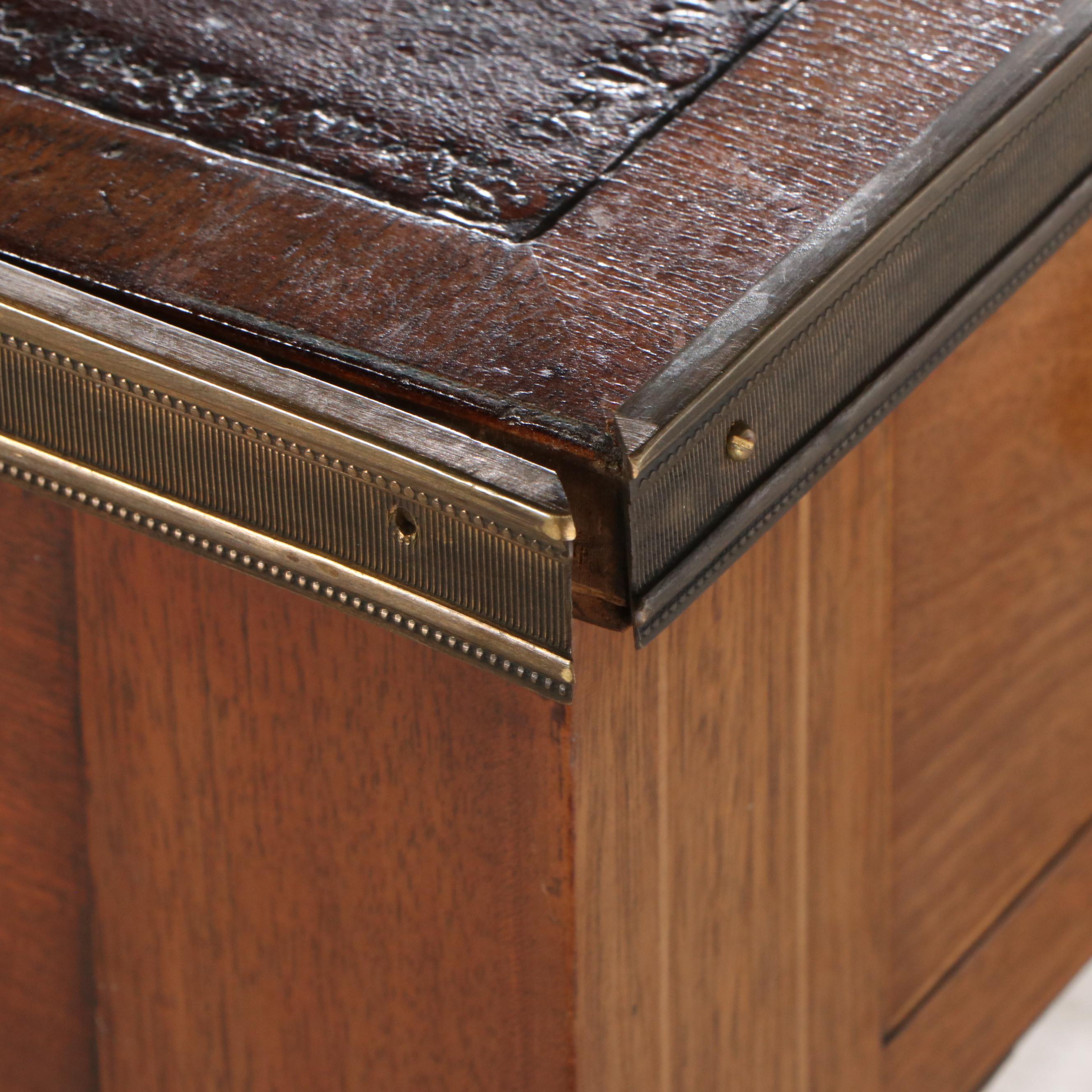 Regency Style Mahogany Writing Table with Leather Top, Mid-20th Century
