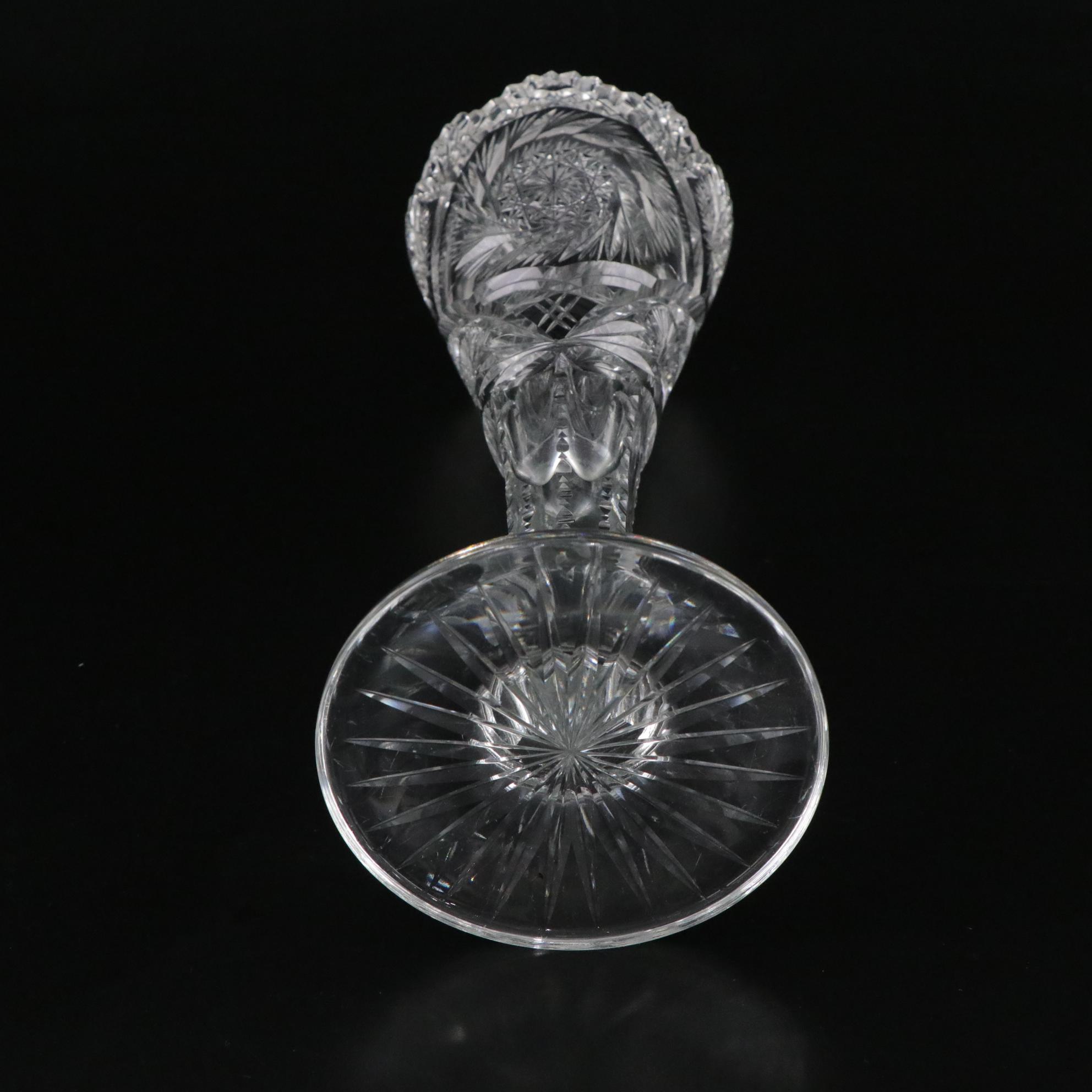 American Brilliant Style Cut Glass Trumpet Vase with Other Bowl and Plate