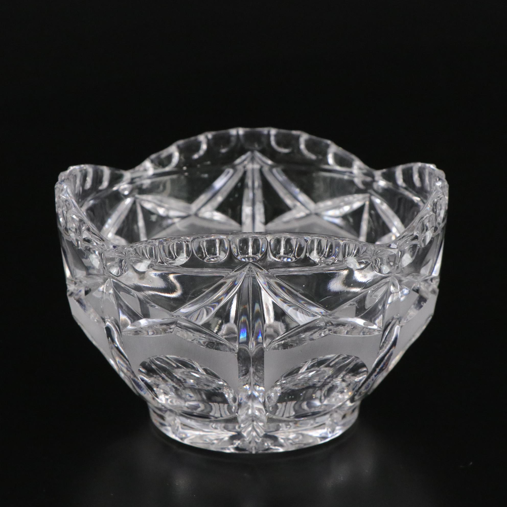 American Brilliant Style Cut Glass Trumpet Vase with Other Bowl and Plate