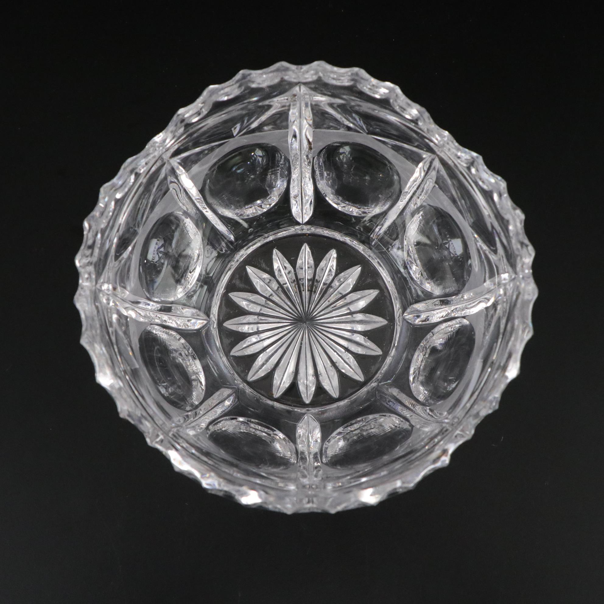 American Brilliant Style Cut Glass Trumpet Vase with Other Bowl and Plate