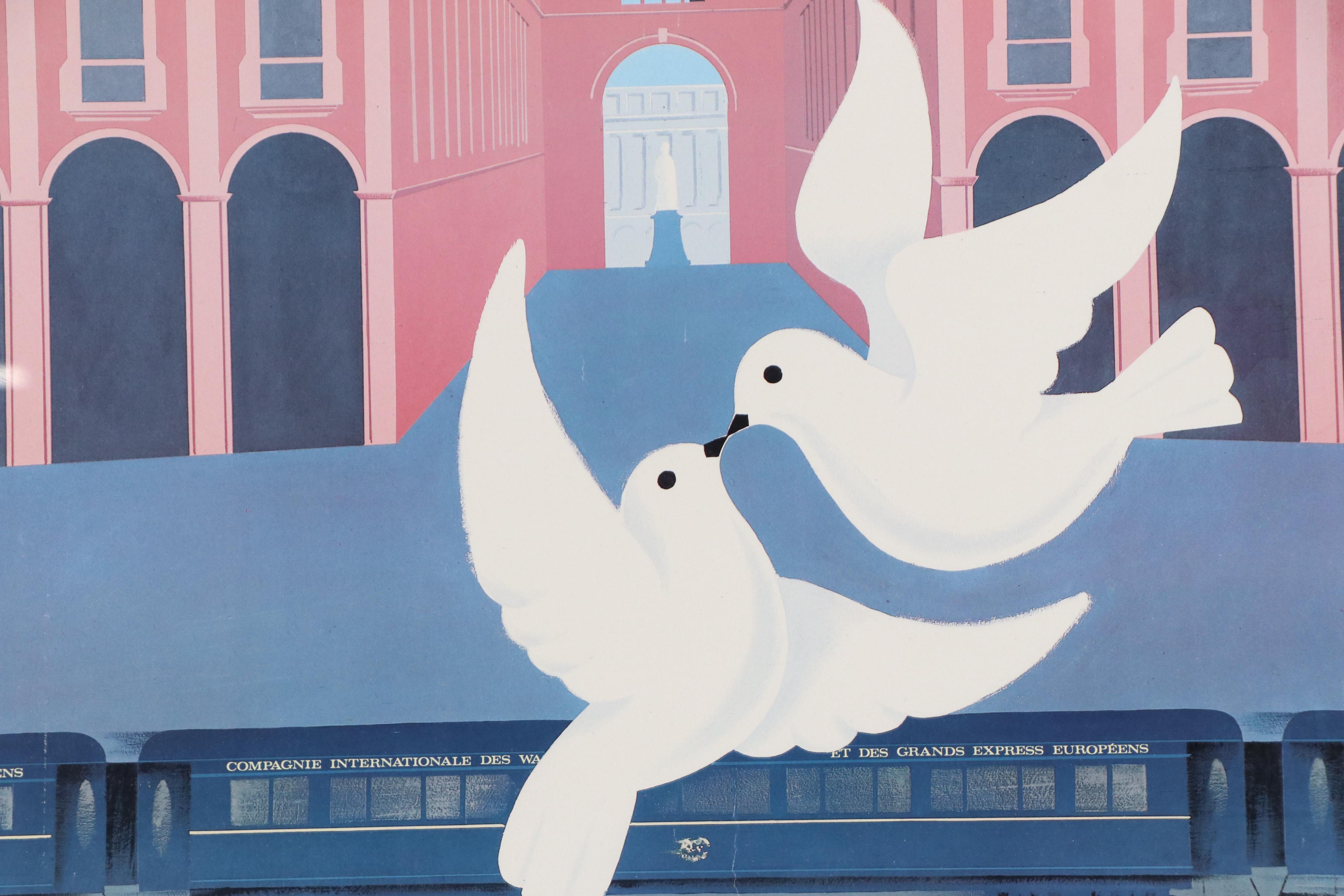 Milano Italy Railway Travel Poster "Venice Simplon Orient-Express," 1982