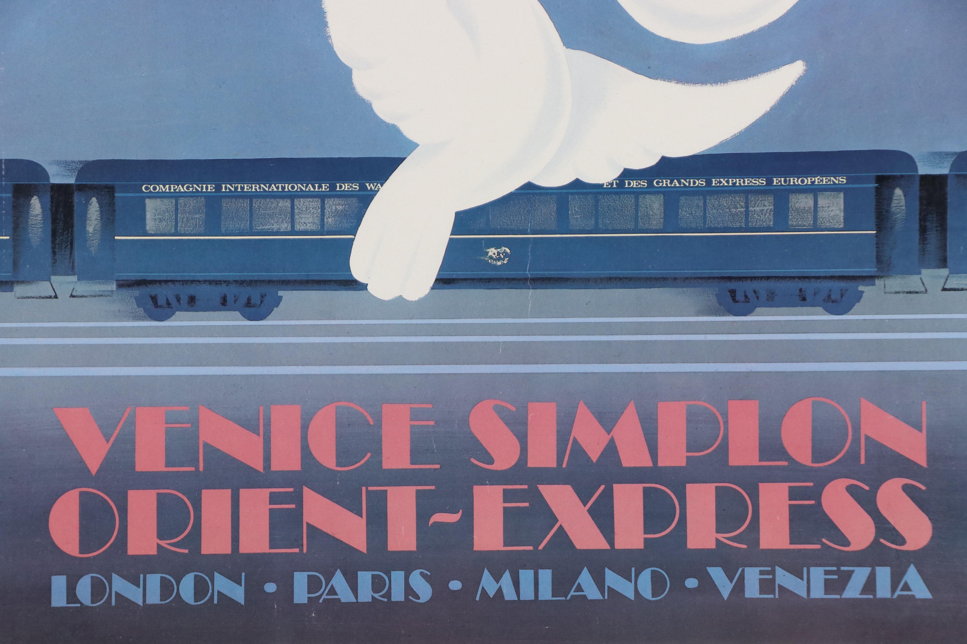 Milano Italy Railway Travel Poster "Venice Simplon Orient-Express," 1982