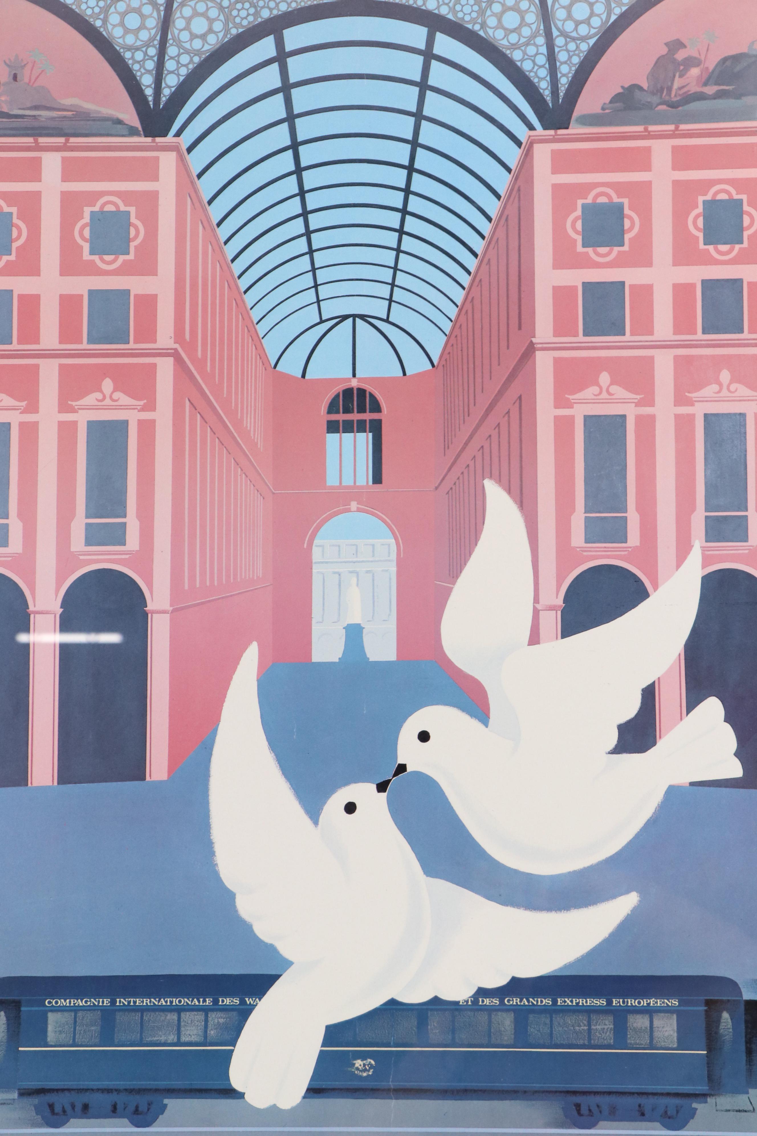 Milano Italy Railway Travel Poster "Venice Simplon Orient-Express," 1982