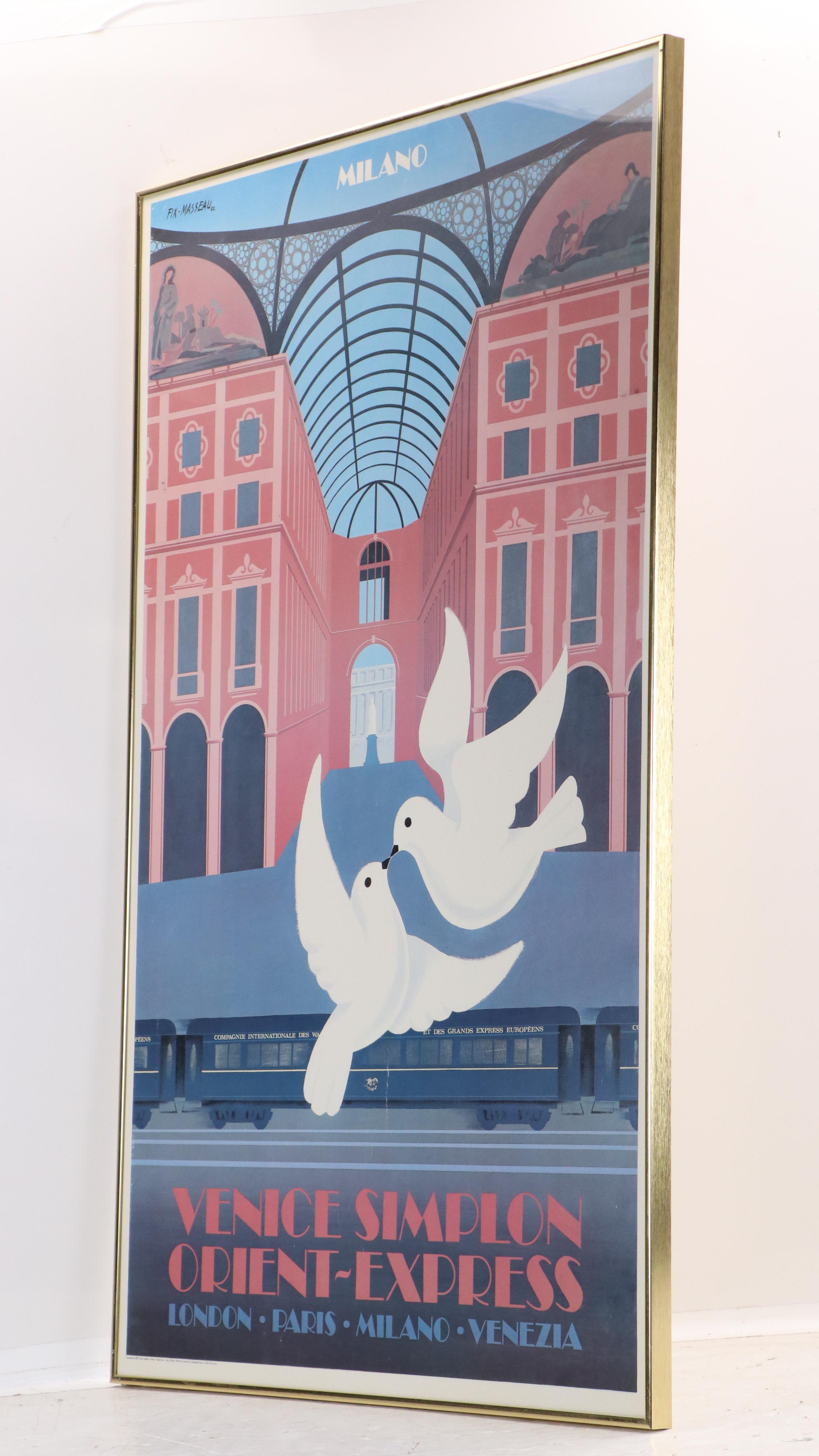 Milano Italy Railway Travel Poster "Venice Simplon Orient-Express," 1982