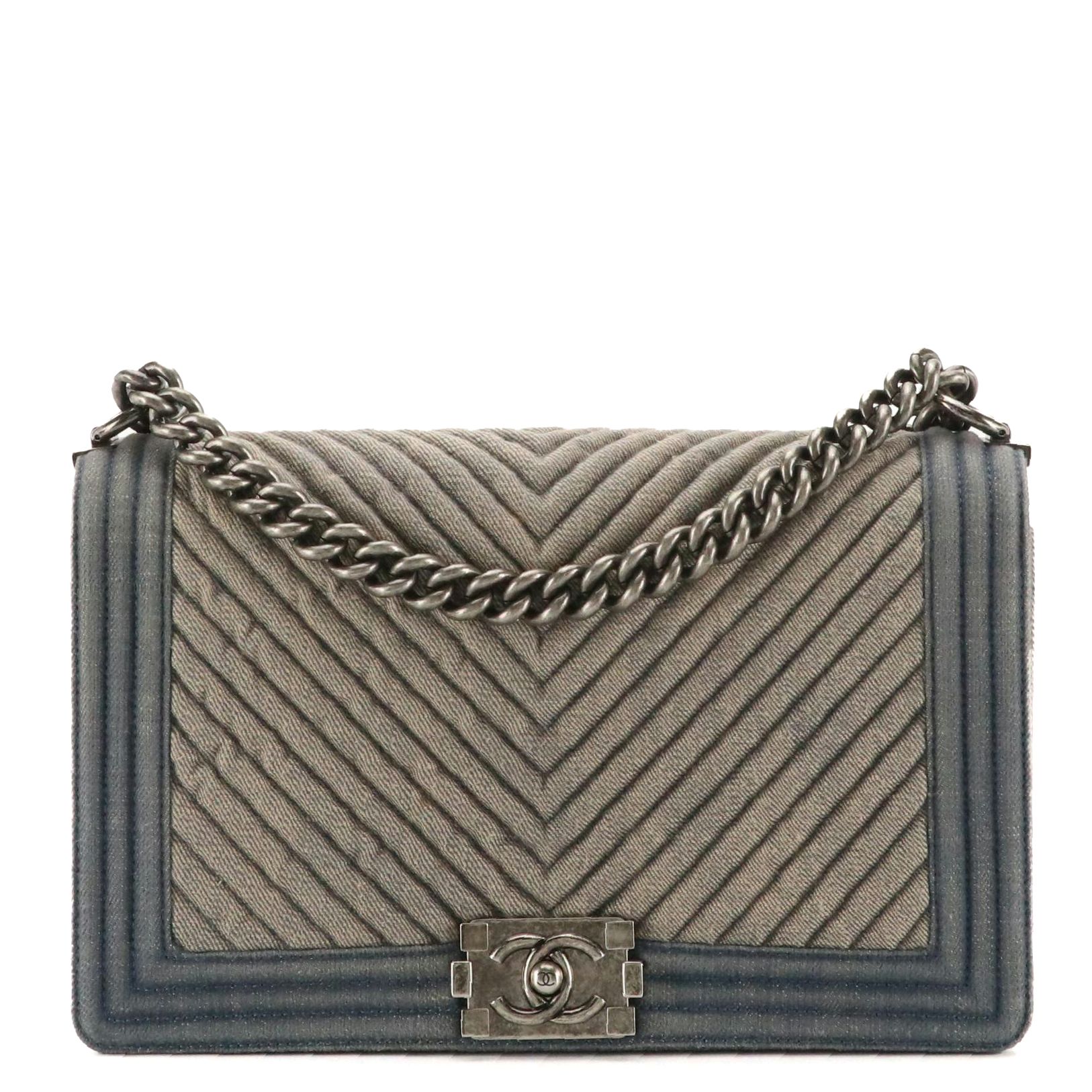 Chanel Boy New Medium Bag in Chevron Stitched Denim