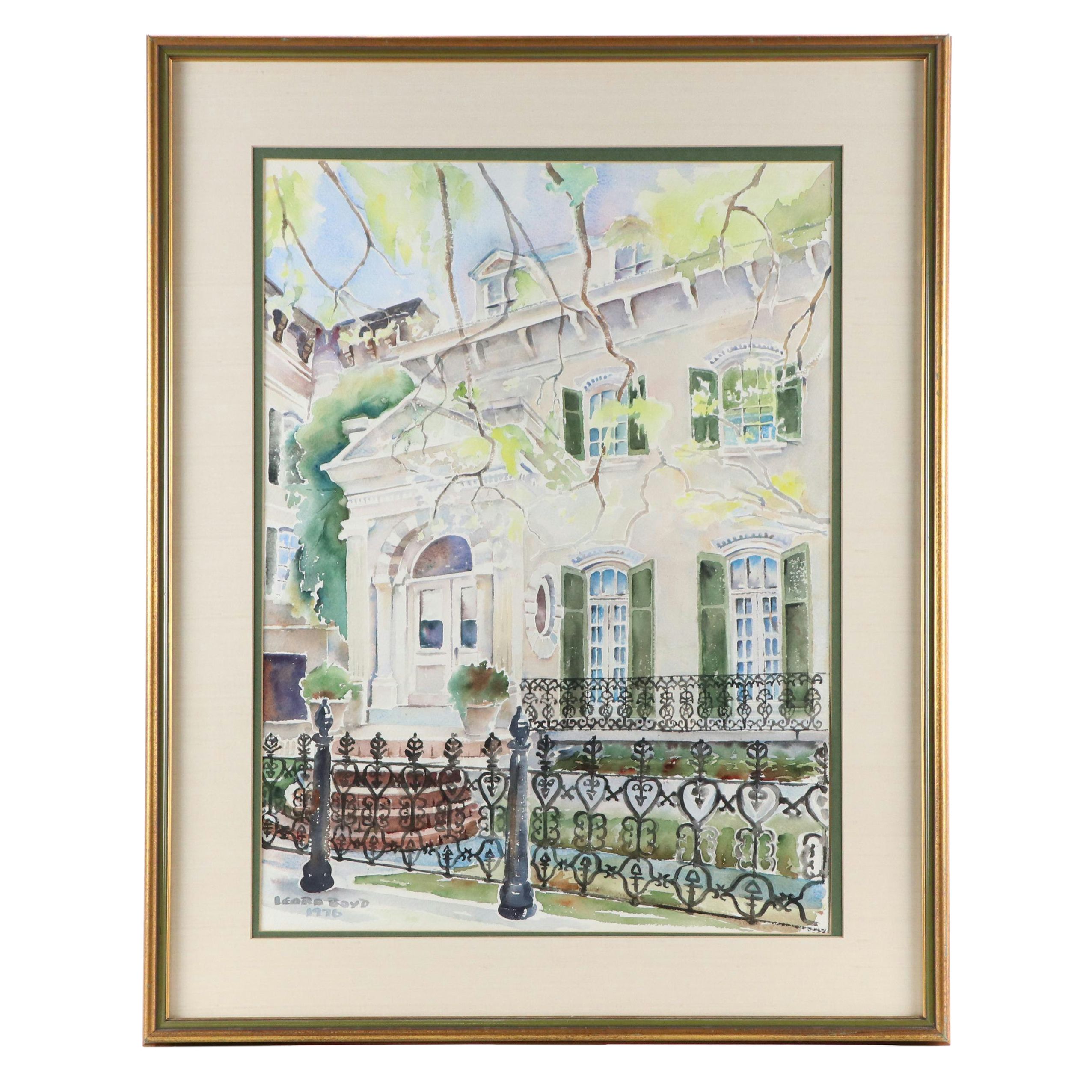 Leora Boyd Residential Landscape Watercolor Painting, 1976