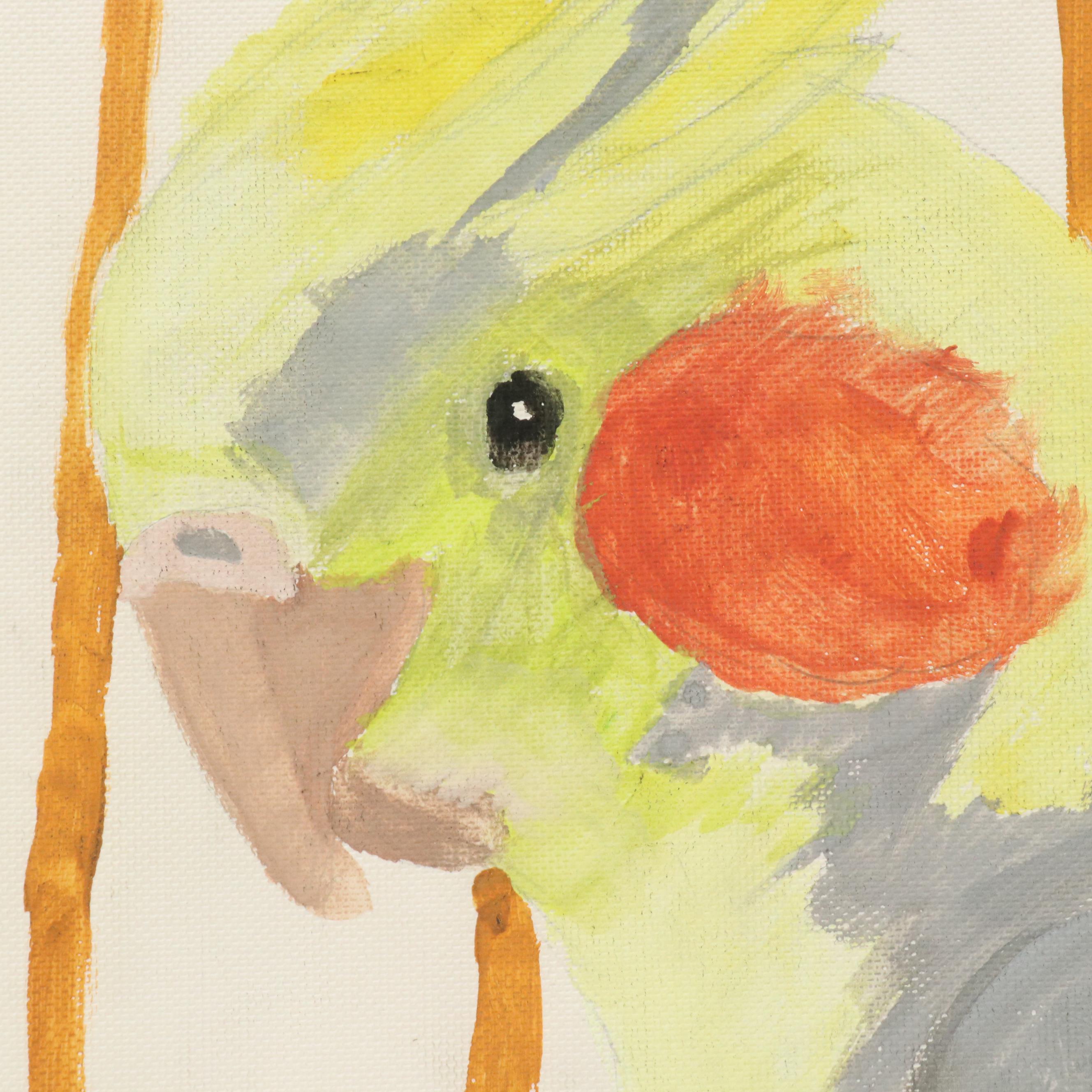 Acrylic Painting of a Cockatiel, 1976