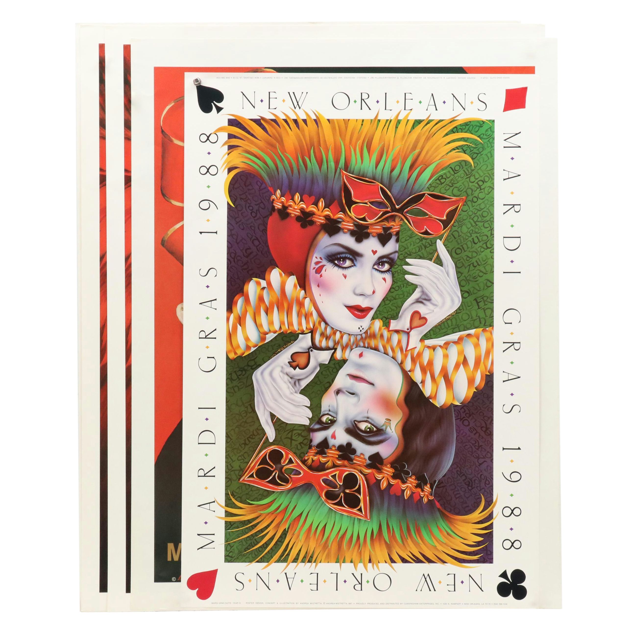 Mardi Gras Offset Lithograph Posters After L. Harris and A. Mistretta, 1980s-90