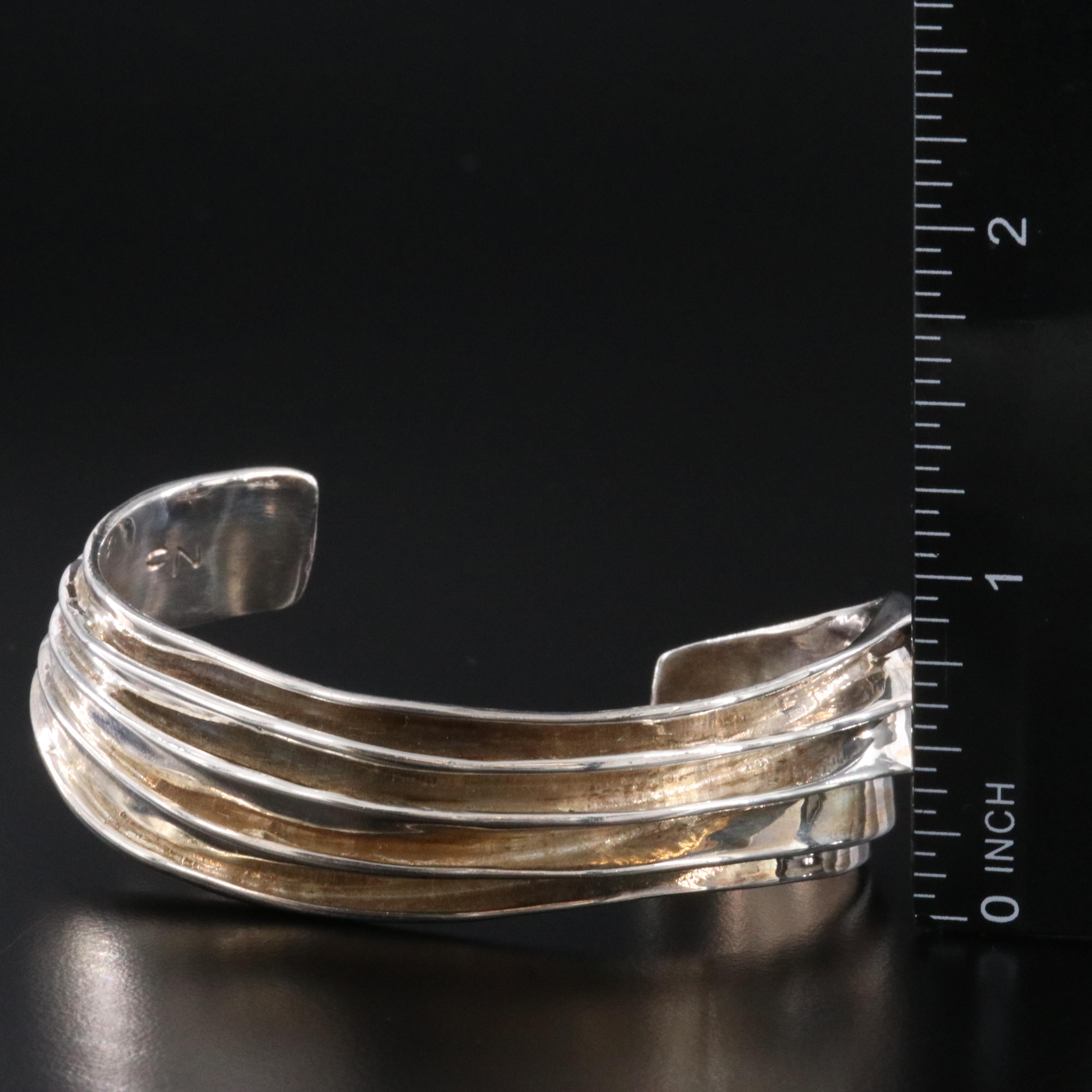 Clifton L Nicholson Hand Wrought Sterling Wave Cuff