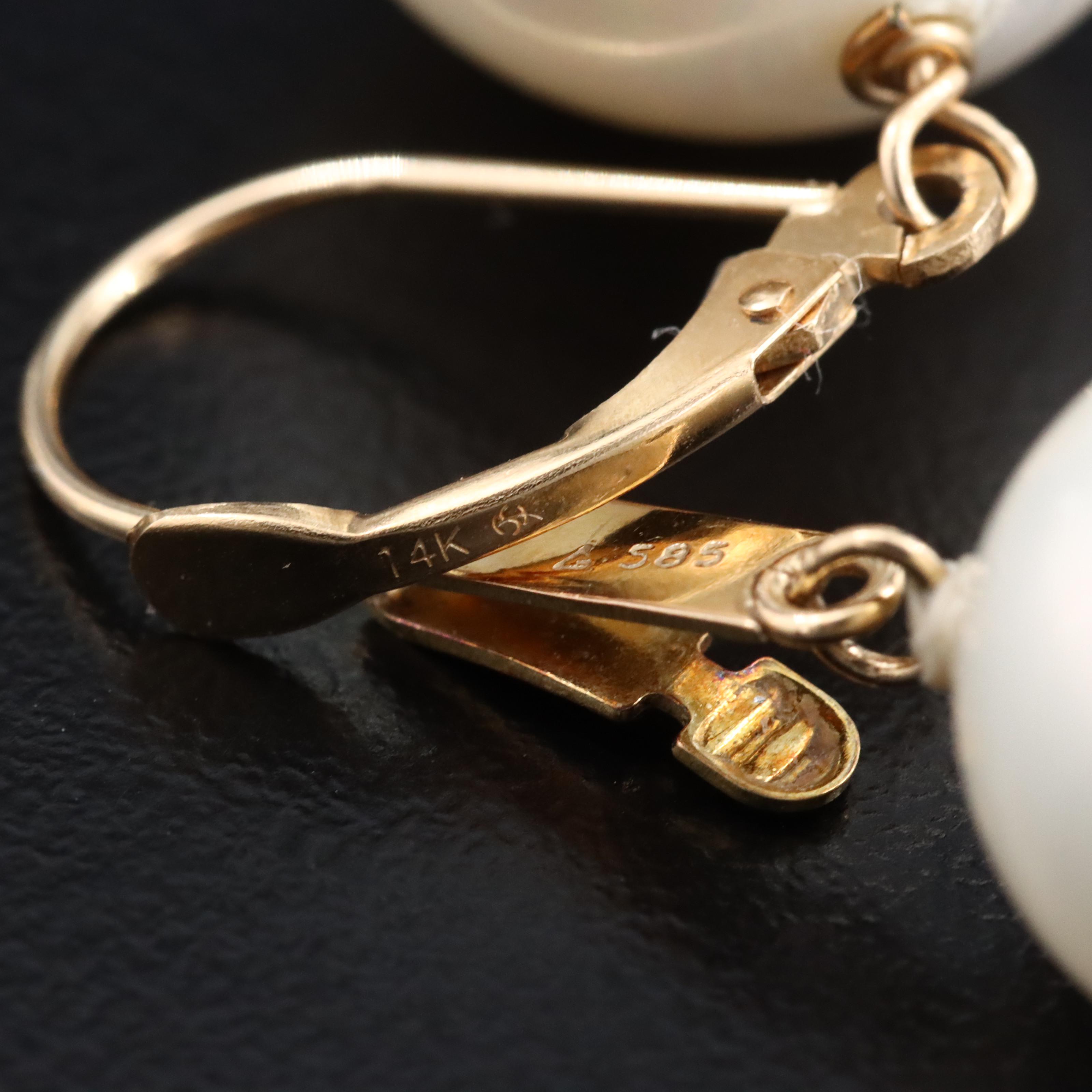 Faux Pearl Bracelet and Earrings with 14K Clasps