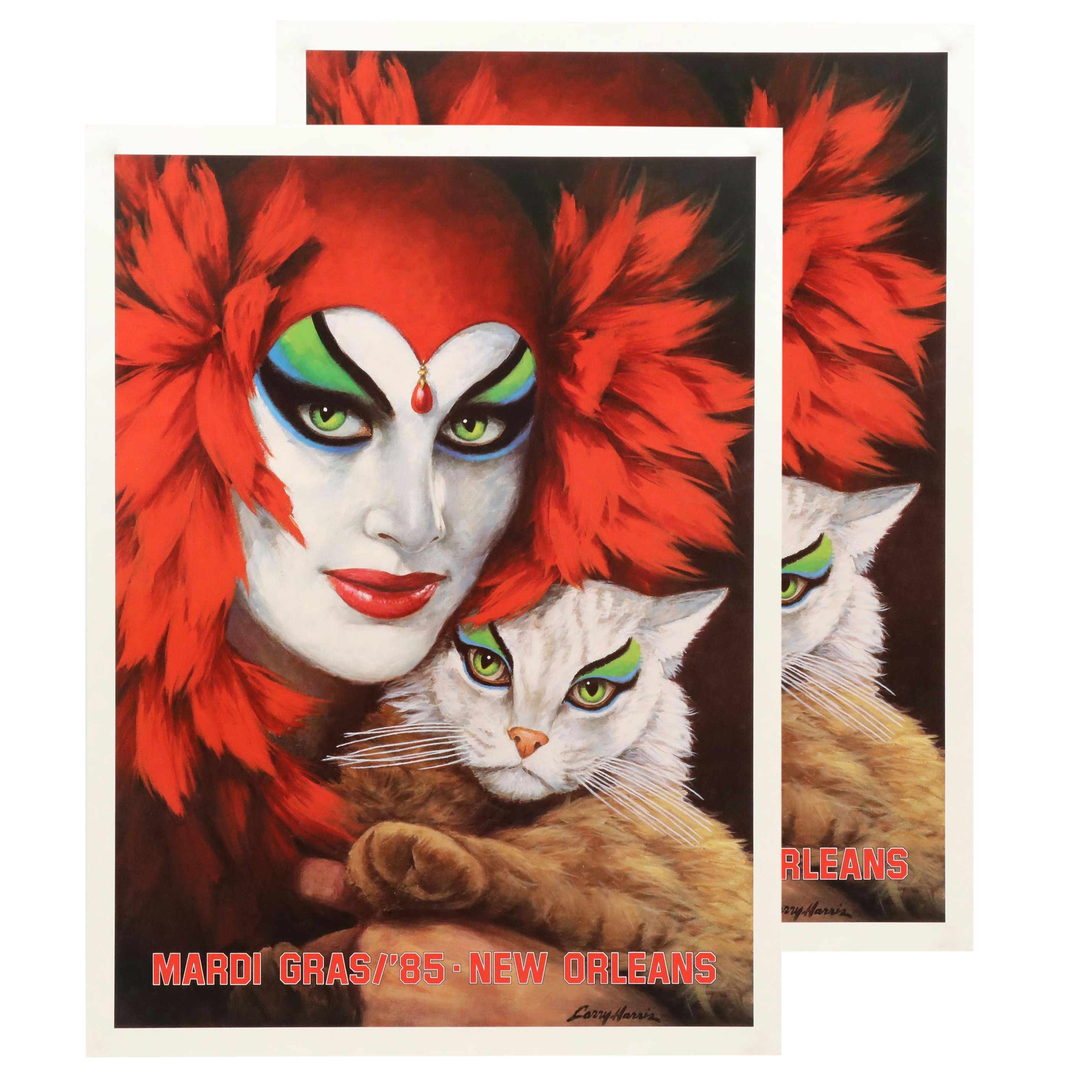 Mardi Gras Offset Lithograph Posters After L. Harris and A. Mistretta, 1980s-90