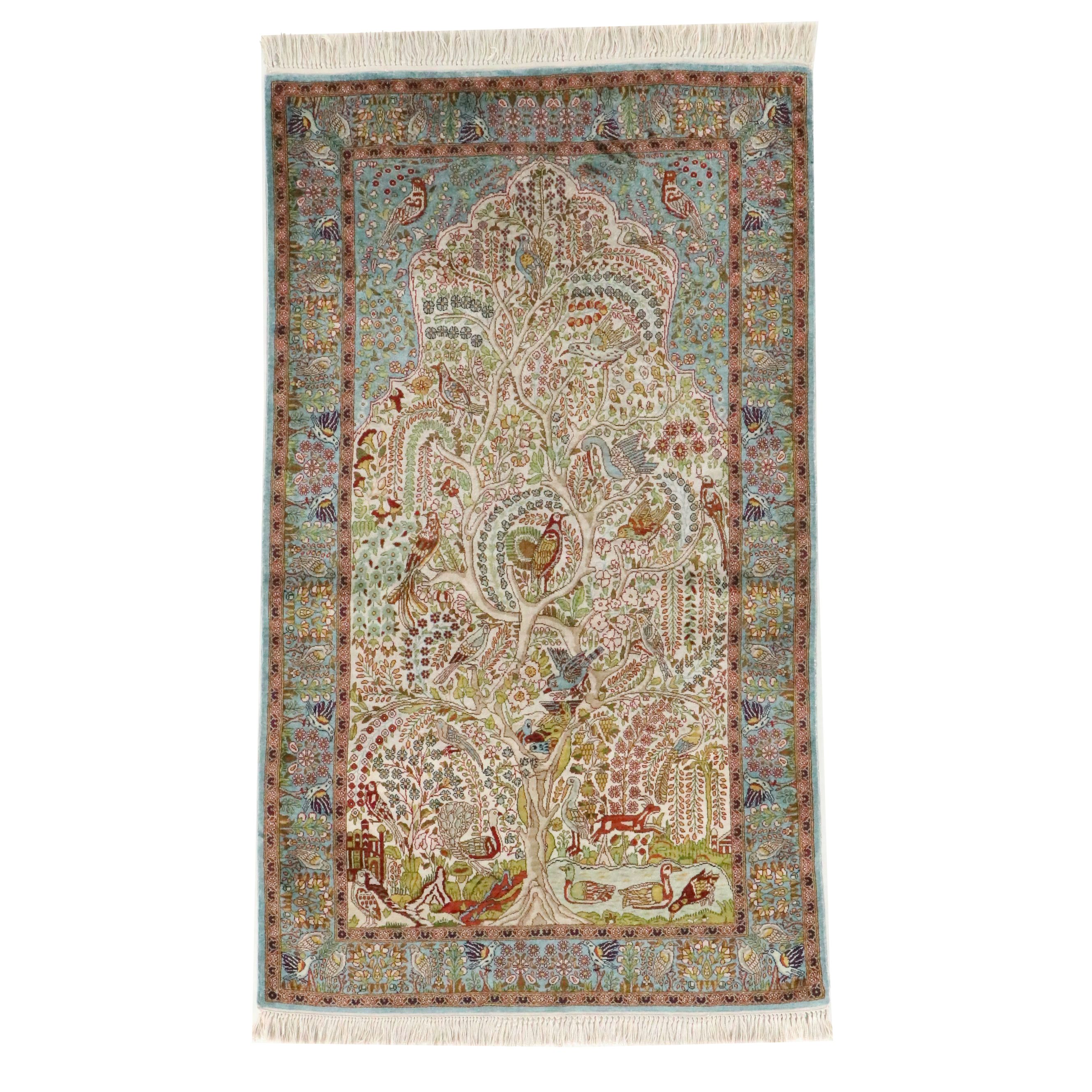 3'3 x 5'10 Hand-Knotted Turkish Kayseri Silk Area Rug