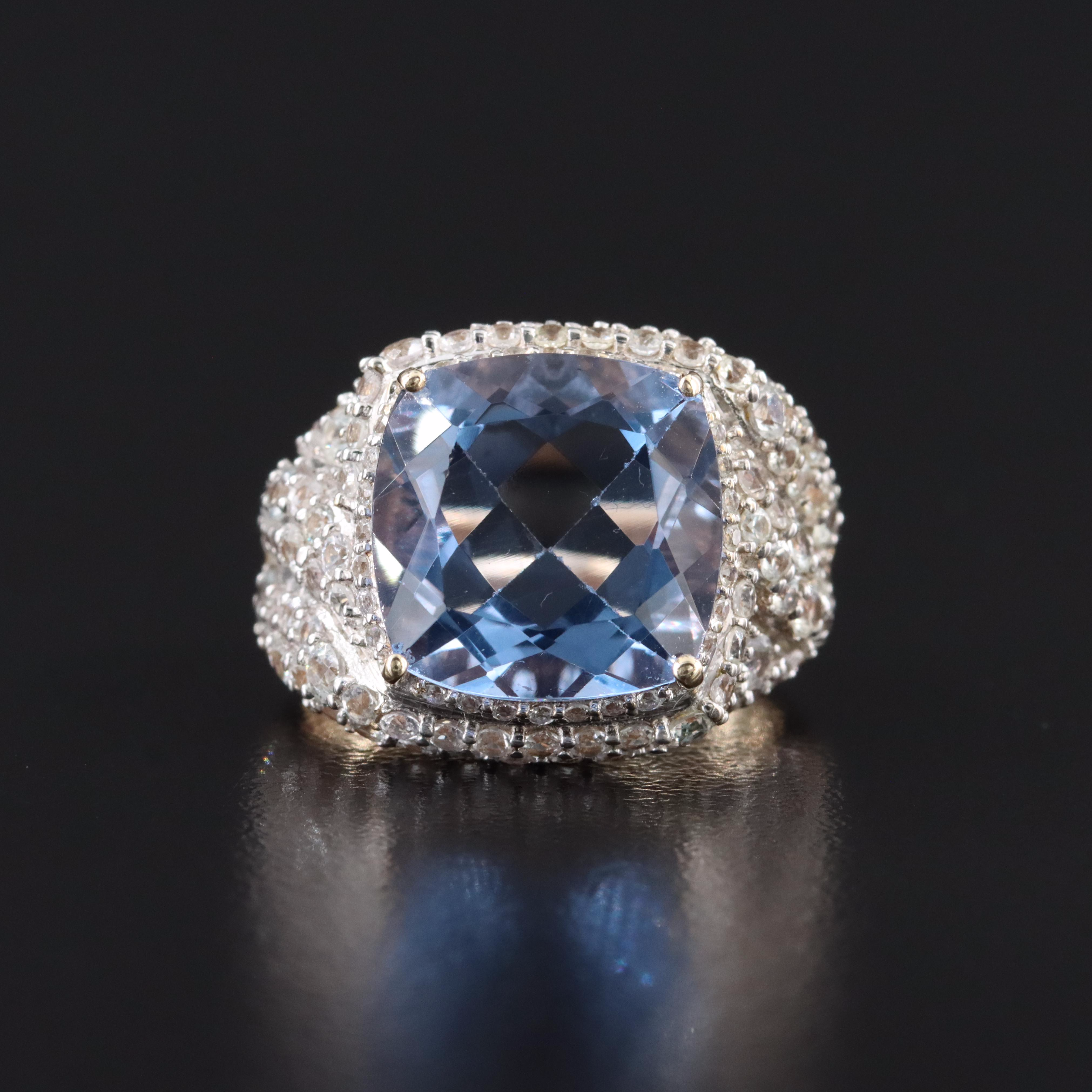 9K Fluorite and White Sapphire Ring