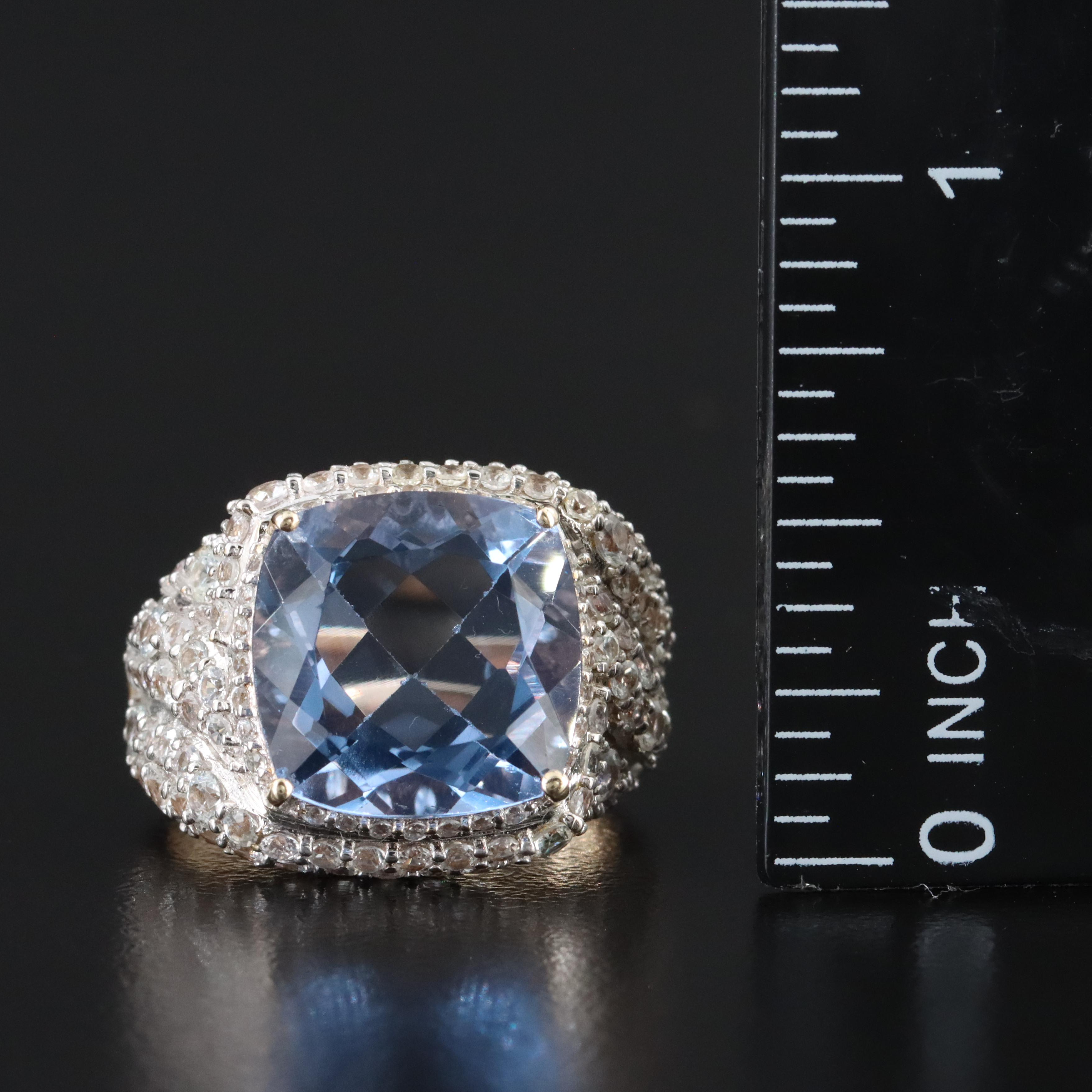 9K Fluorite and White Sapphire Ring