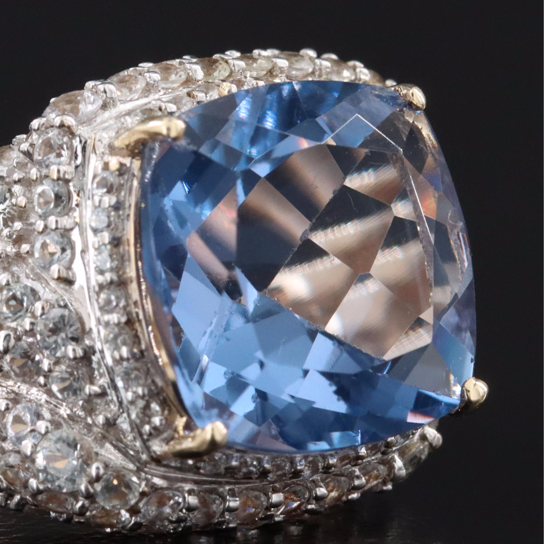 9K Fluorite and White Sapphire Ring