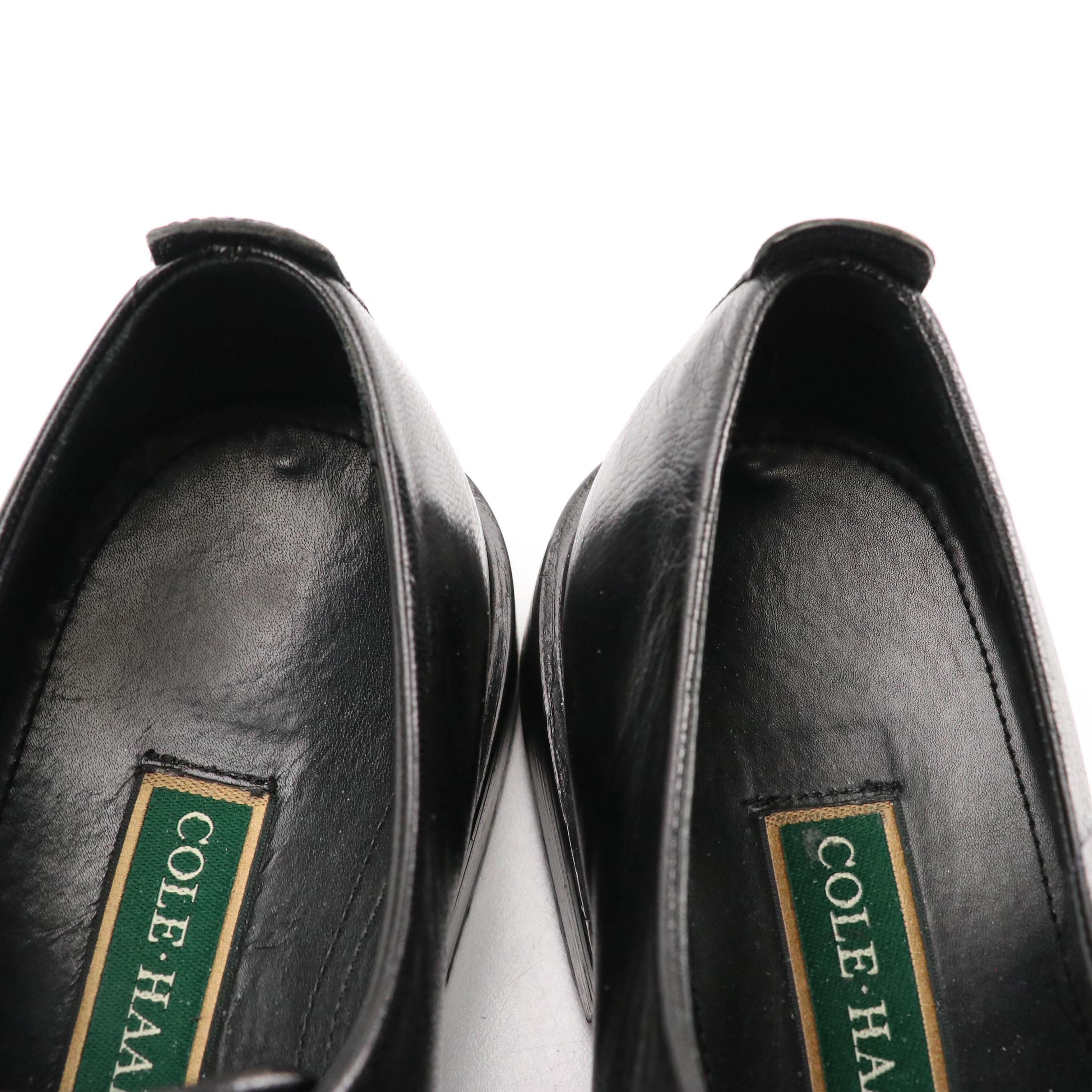 Cole Haan, H.H. Brown Black Leather Loafers and Dress Shoes with Gold Toe Socks