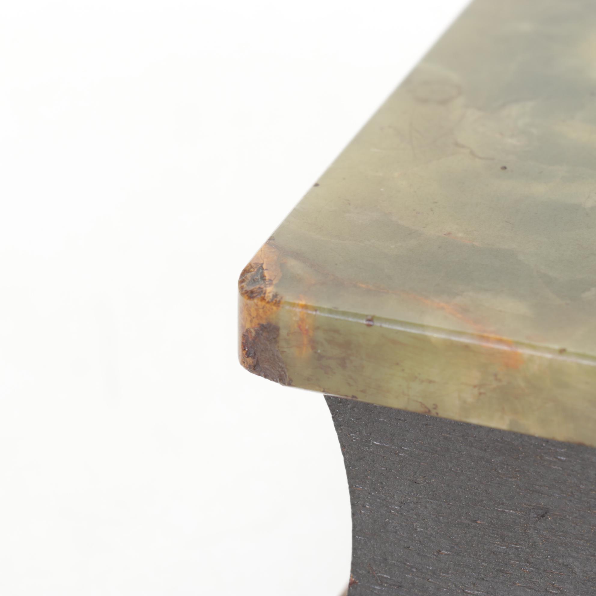 Banded Calcite and Cast Iron Book-Shaped Keepsake Box