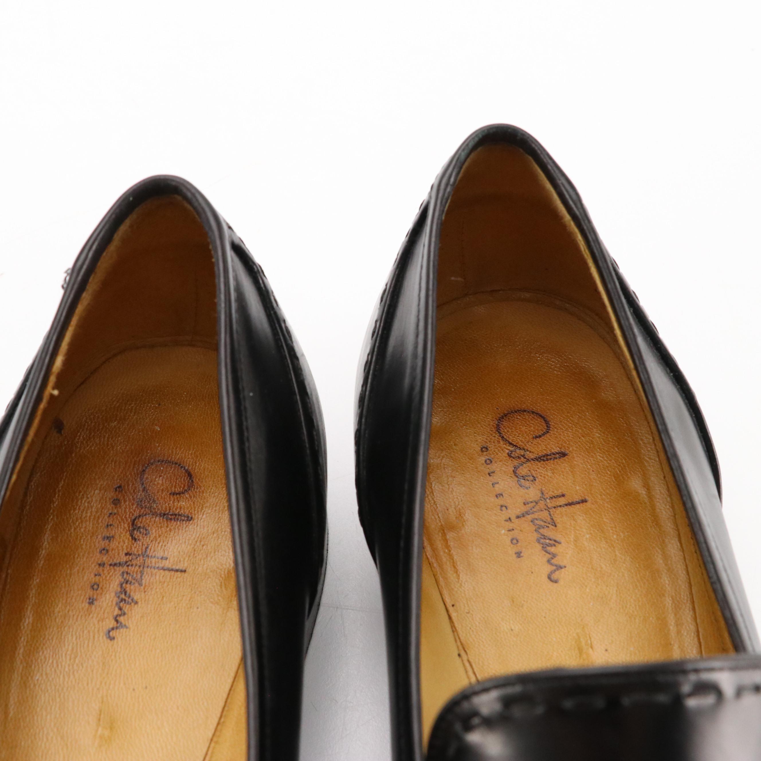 Cole Haan, H.H. Brown Black Leather Loafers and Dress Shoes with Gold Toe Socks