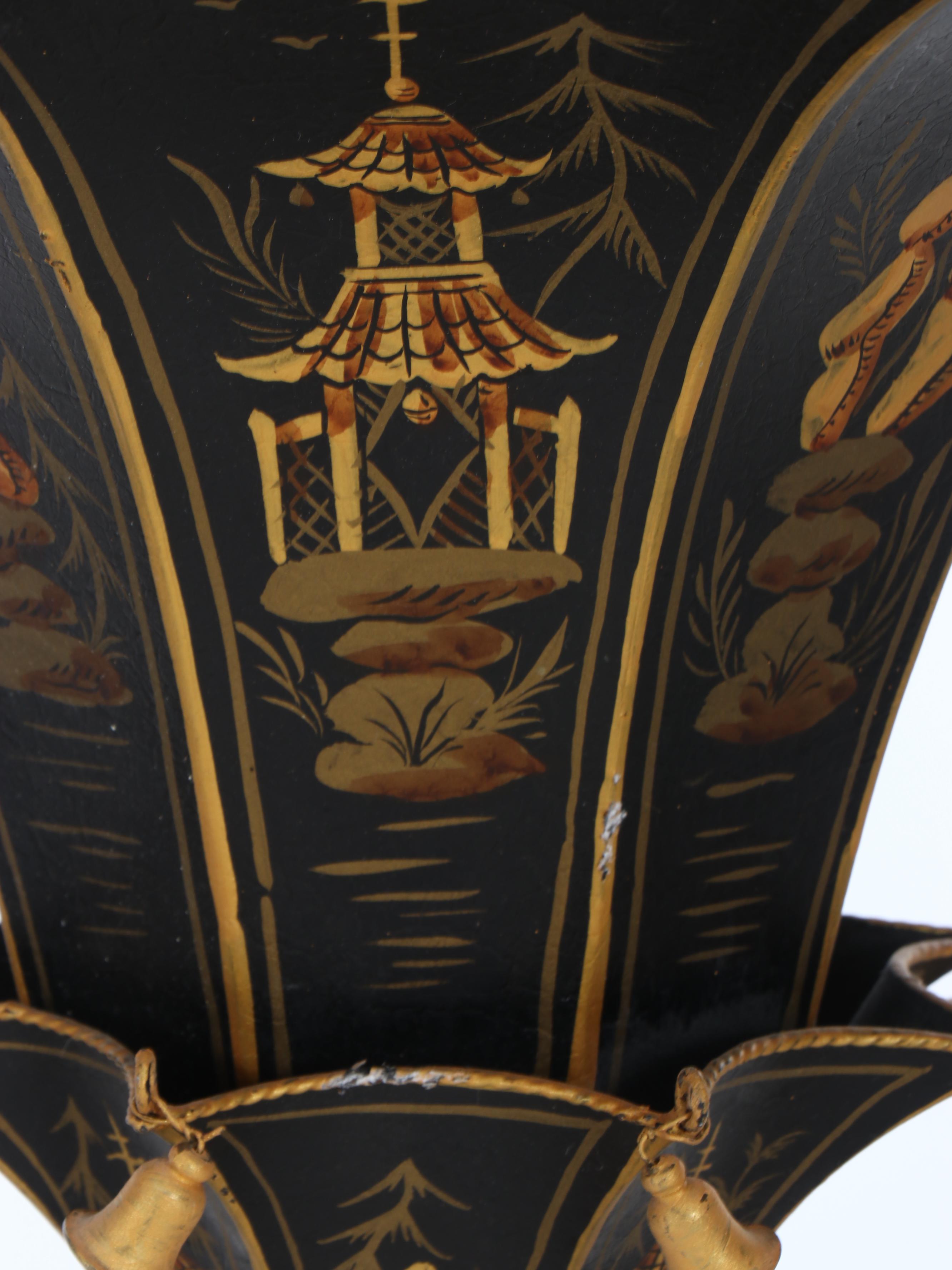 Japonesque Style Painted Pagoda Pendant Light