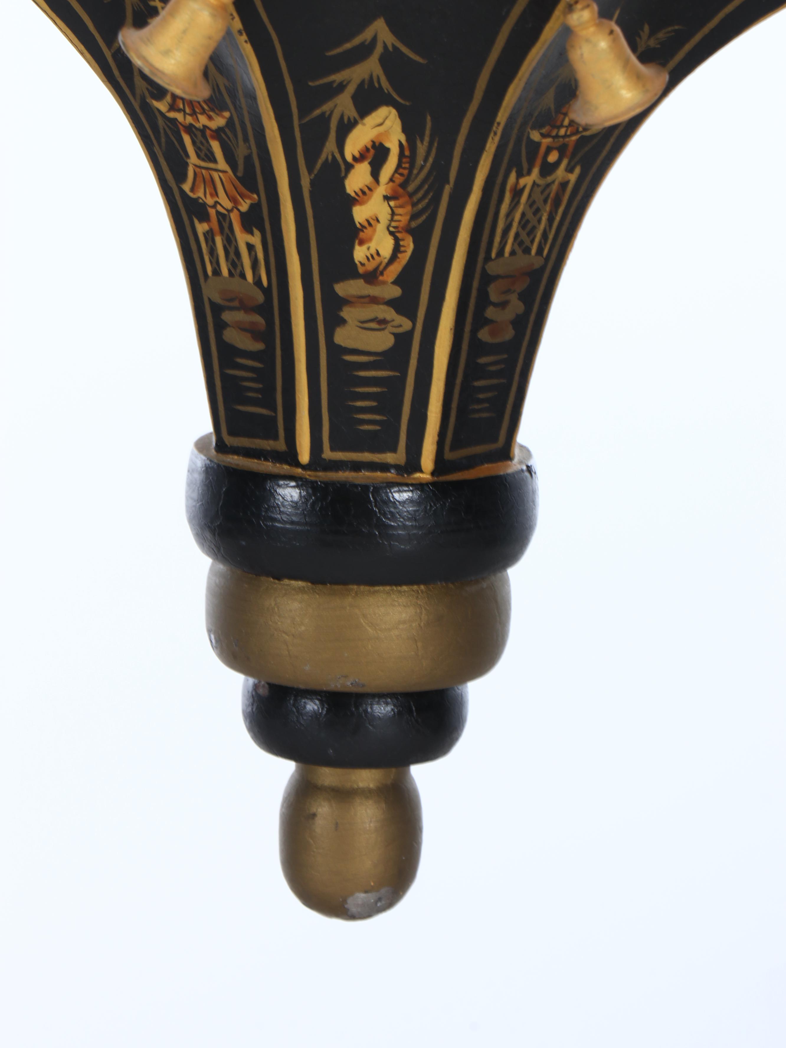 Japonesque Style Painted Pagoda Pendant Light