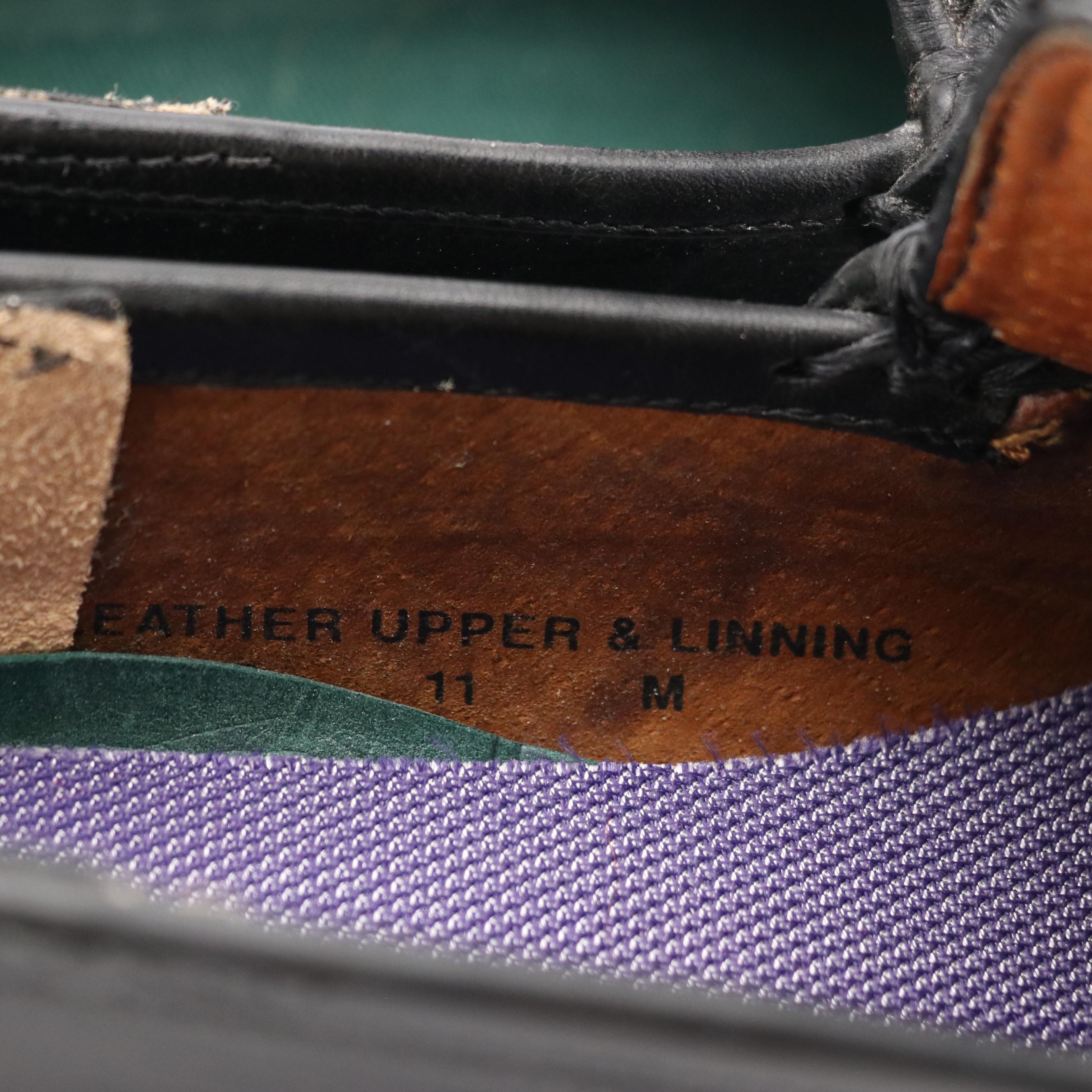 Cole Haan, H.H. Brown Black Leather Loafers and Dress Shoes with Gold Toe Socks