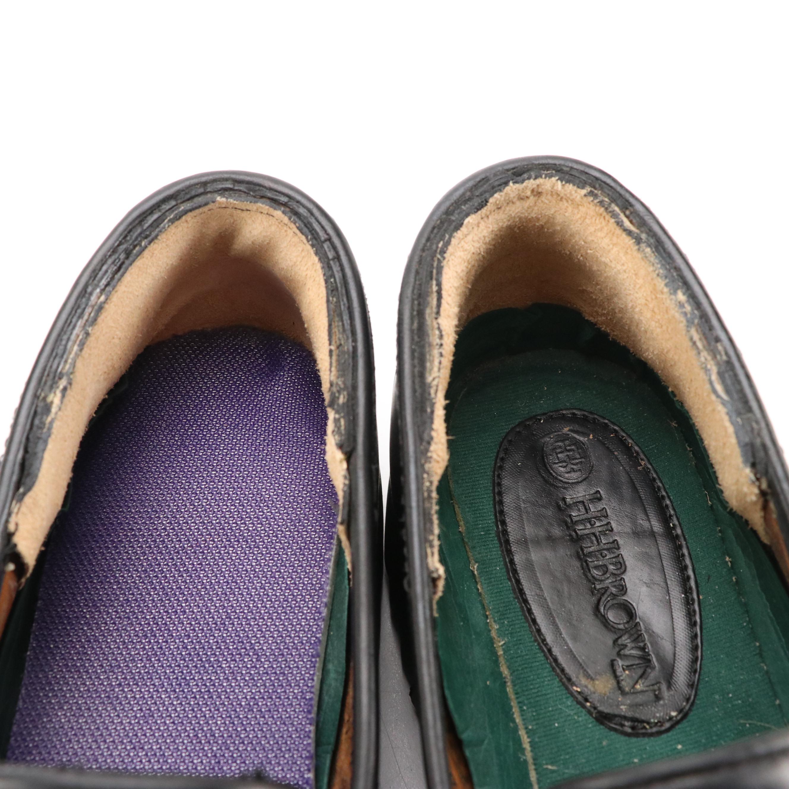 Cole Haan, H.H. Brown Black Leather Loafers and Dress Shoes with Gold Toe Socks