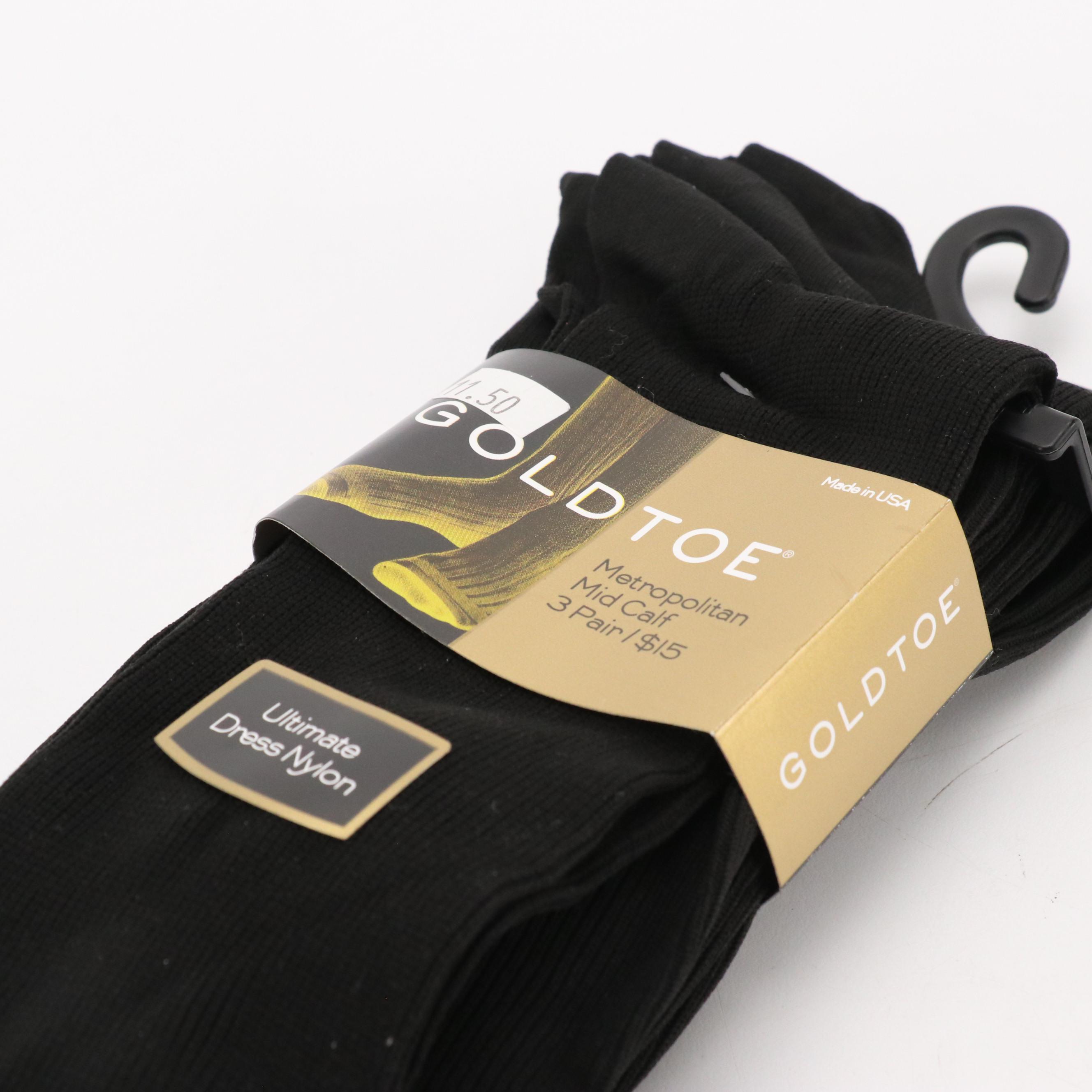 Cole Haan, H.H. Brown Black Leather Loafers and Dress Shoes with Gold Toe Socks