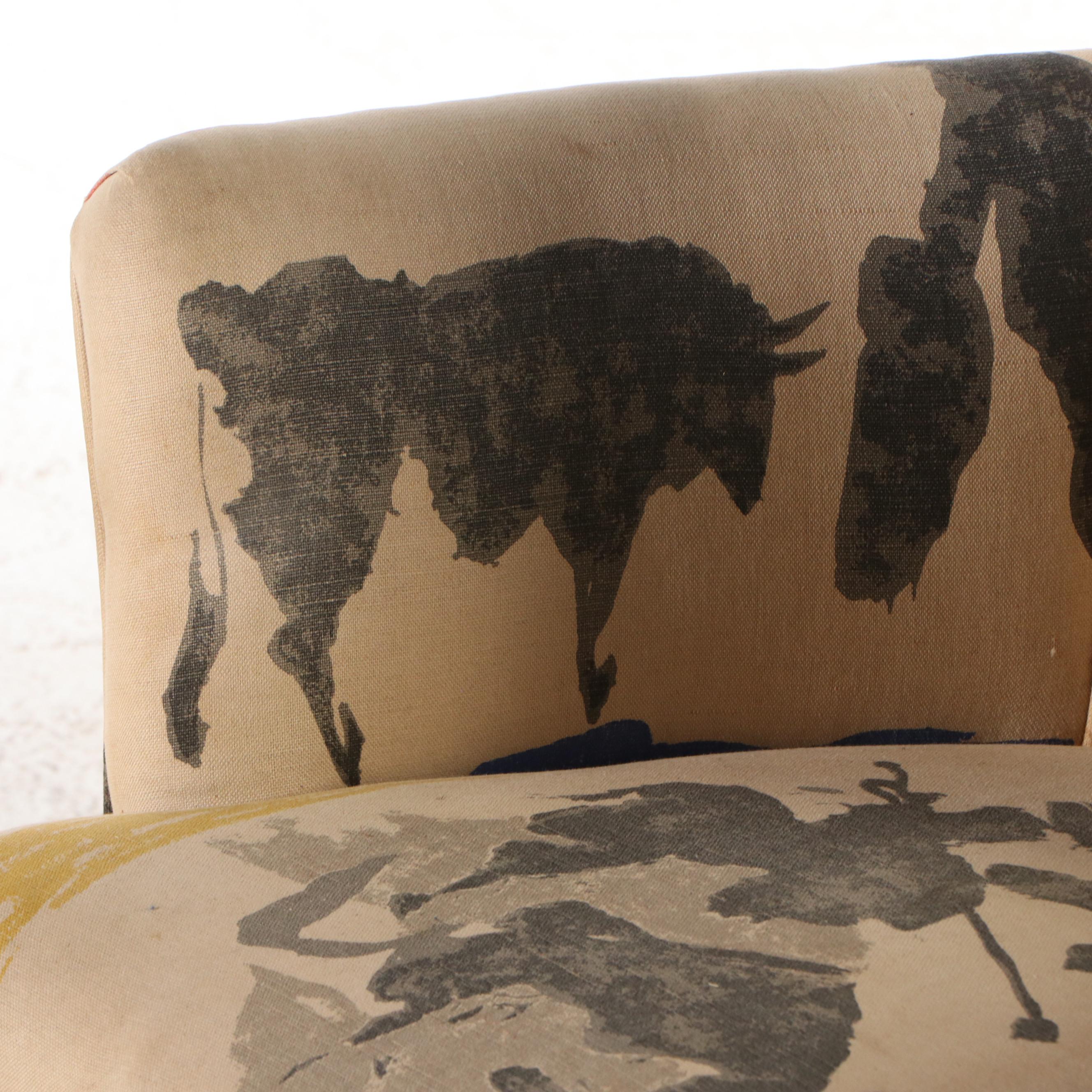 Pair of Pablo Picasso's "Bullfighter" Upholstered Armchairs with Cushions
