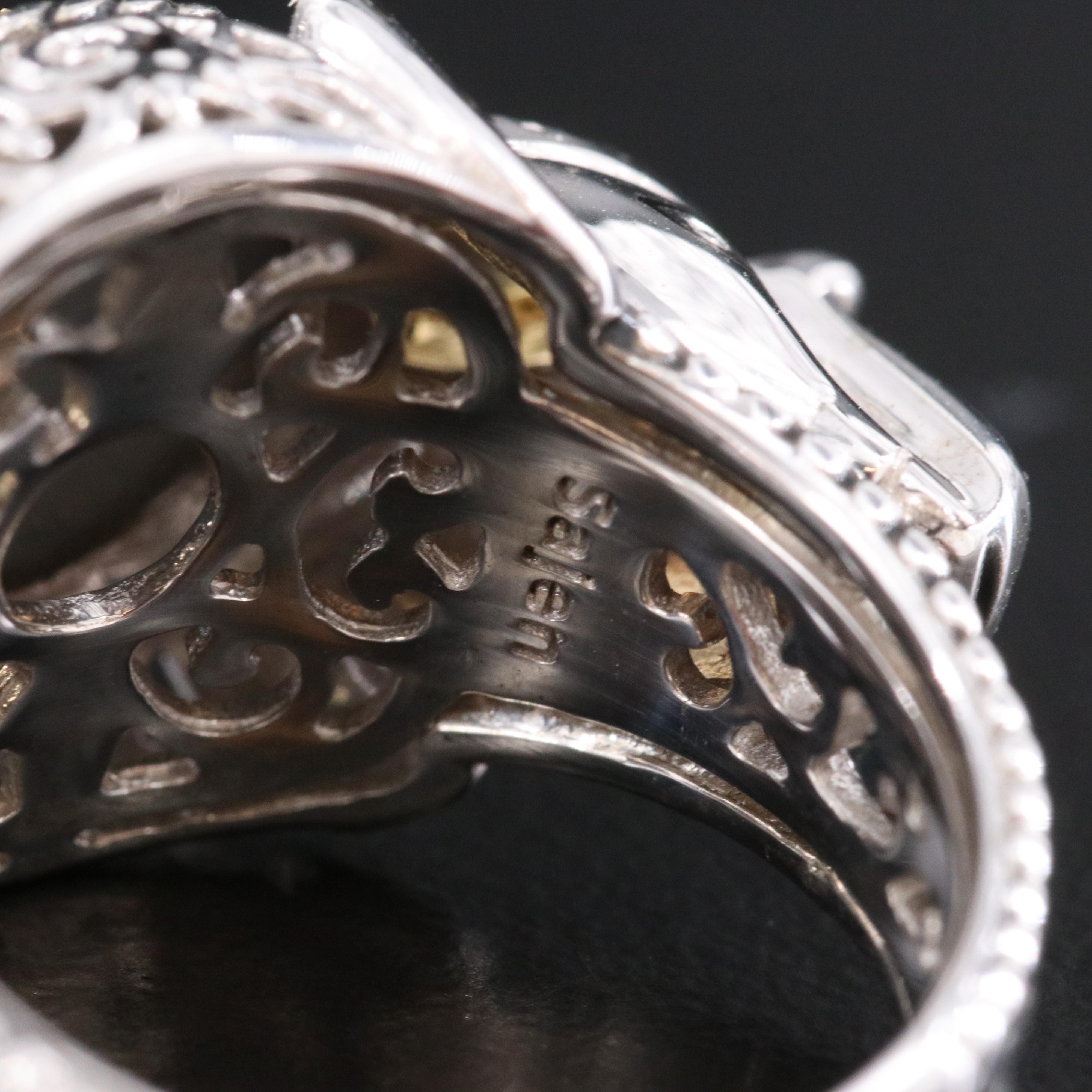 Sajen Sterling Druzy and Citrine Ring with Elephant Shoulders