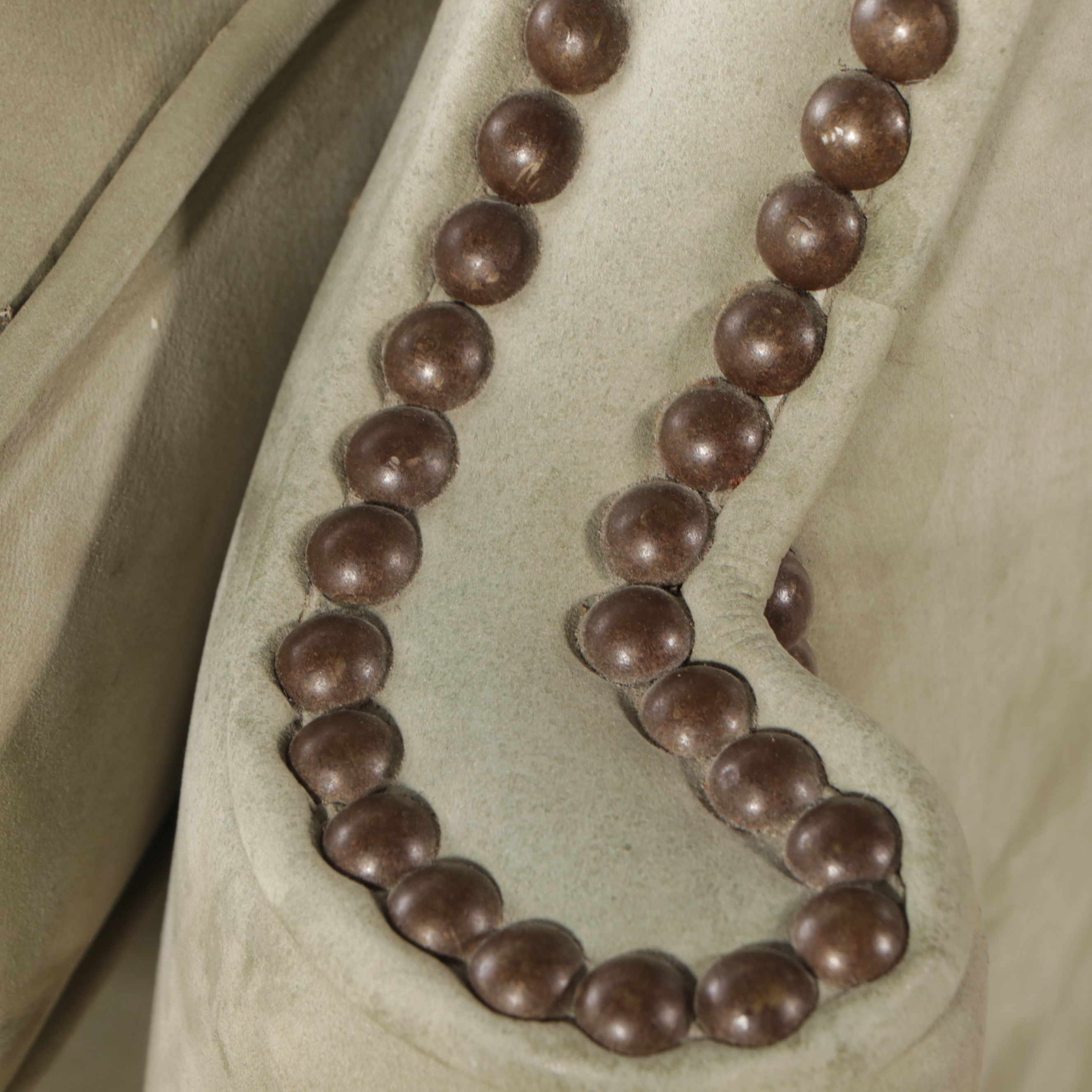 George II Style Suede and Walnut Wingback Armchair