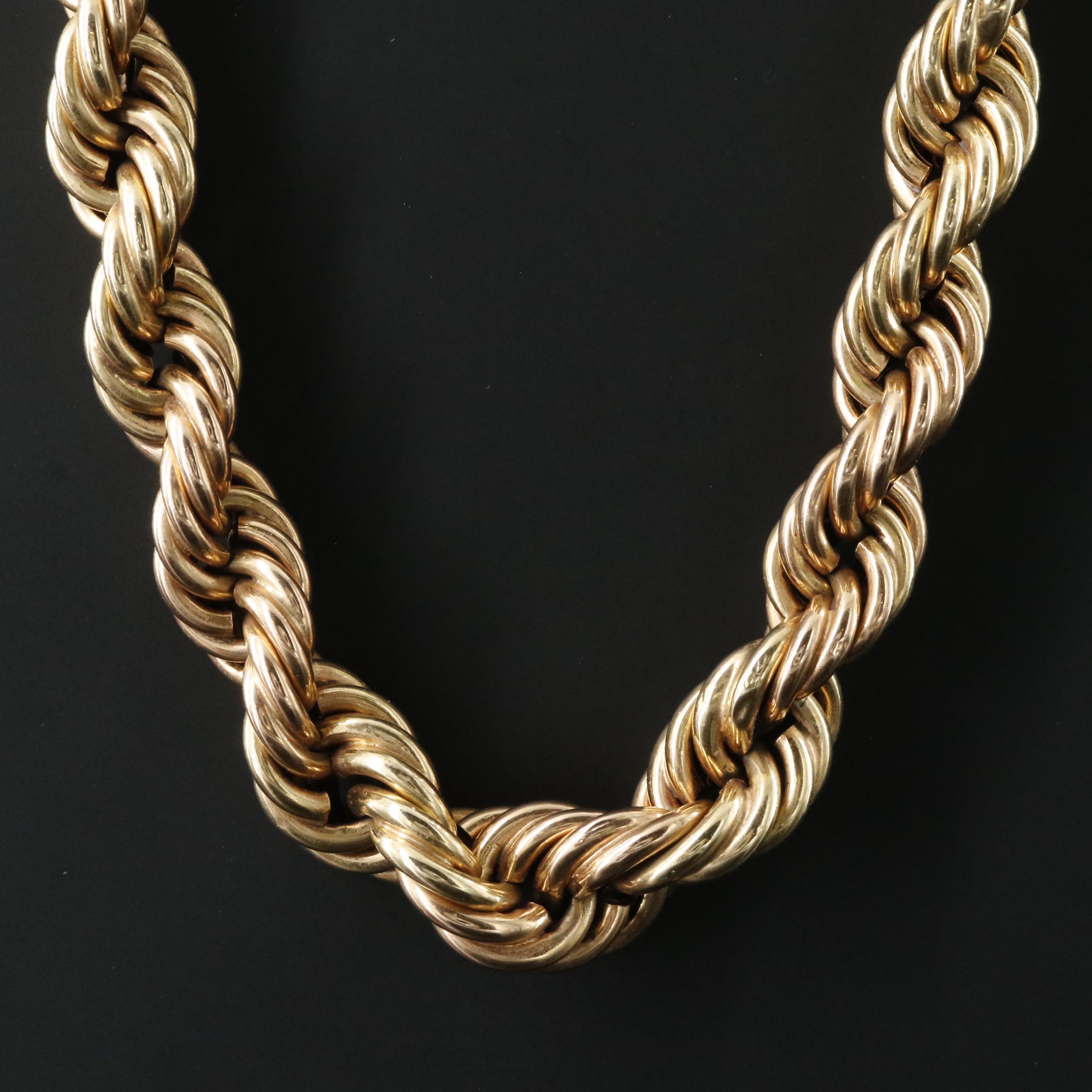 14K Graduated Rope Chain Necklace