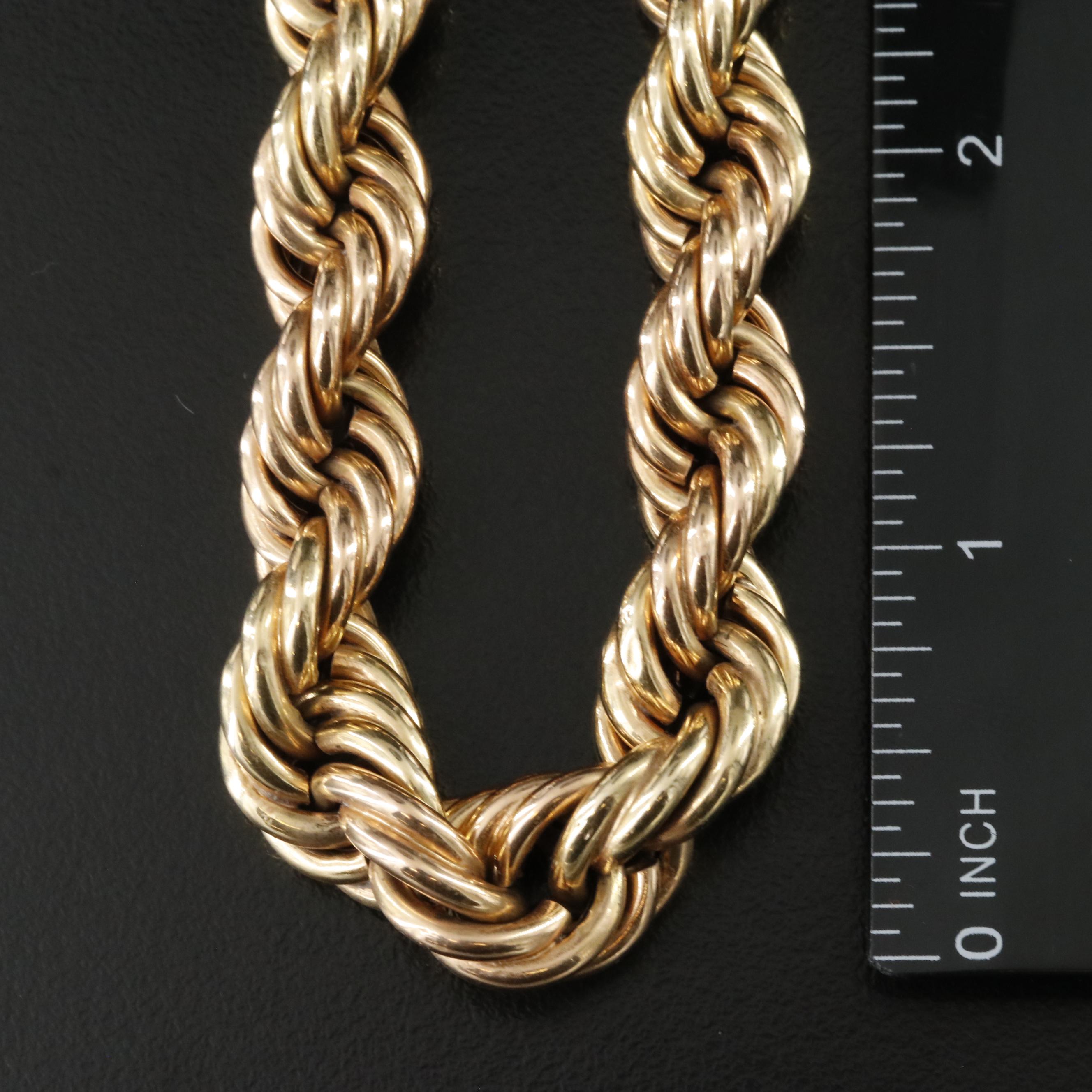 14K Graduated Rope Chain Necklace