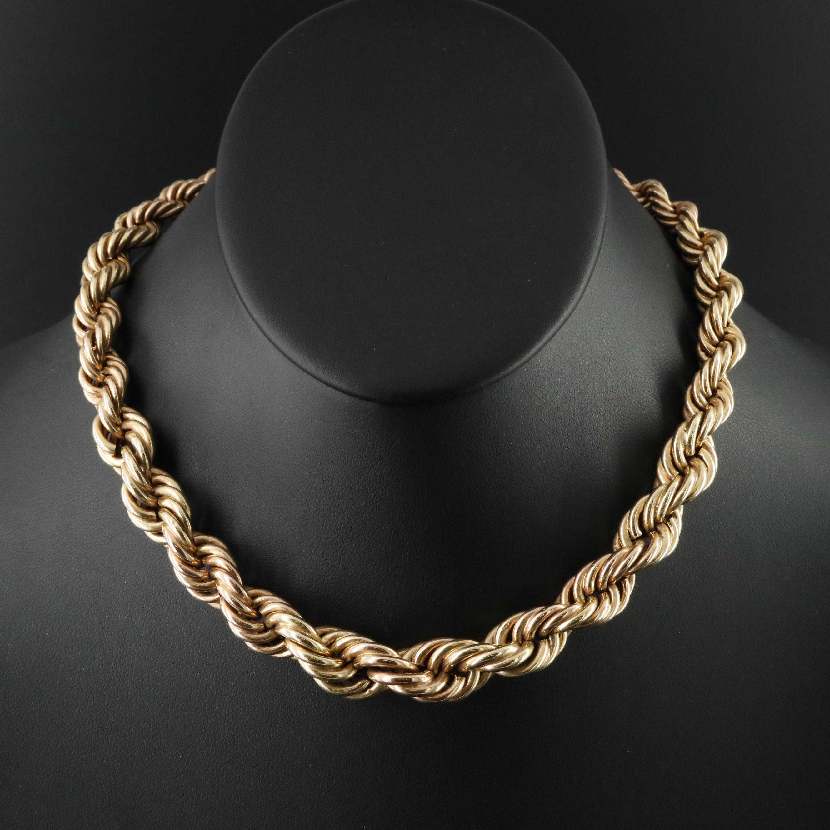 14K Graduated Rope Chain Necklace