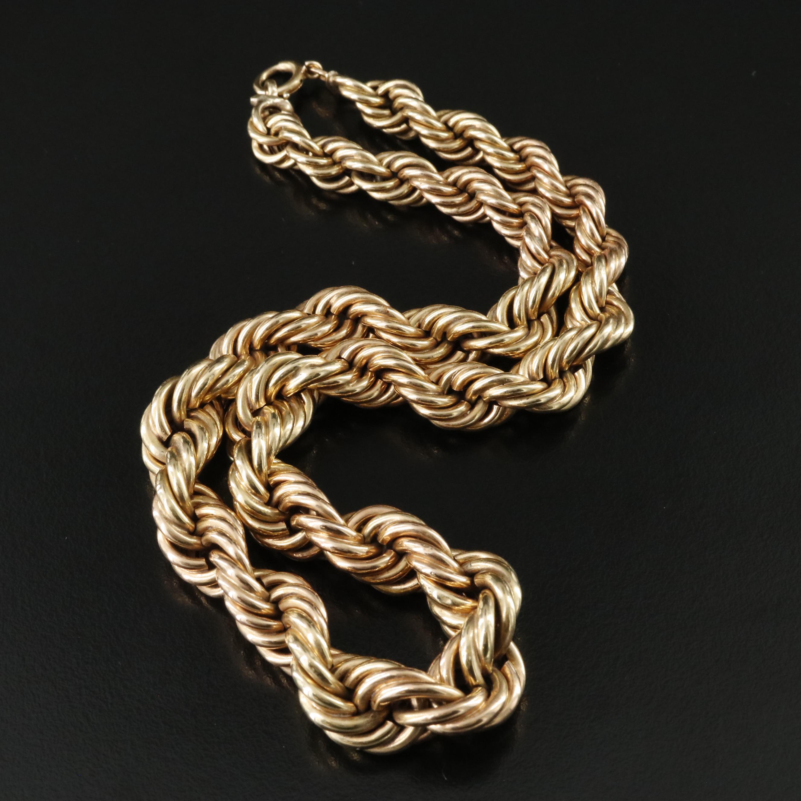 14K Graduated Rope Chain Necklace
