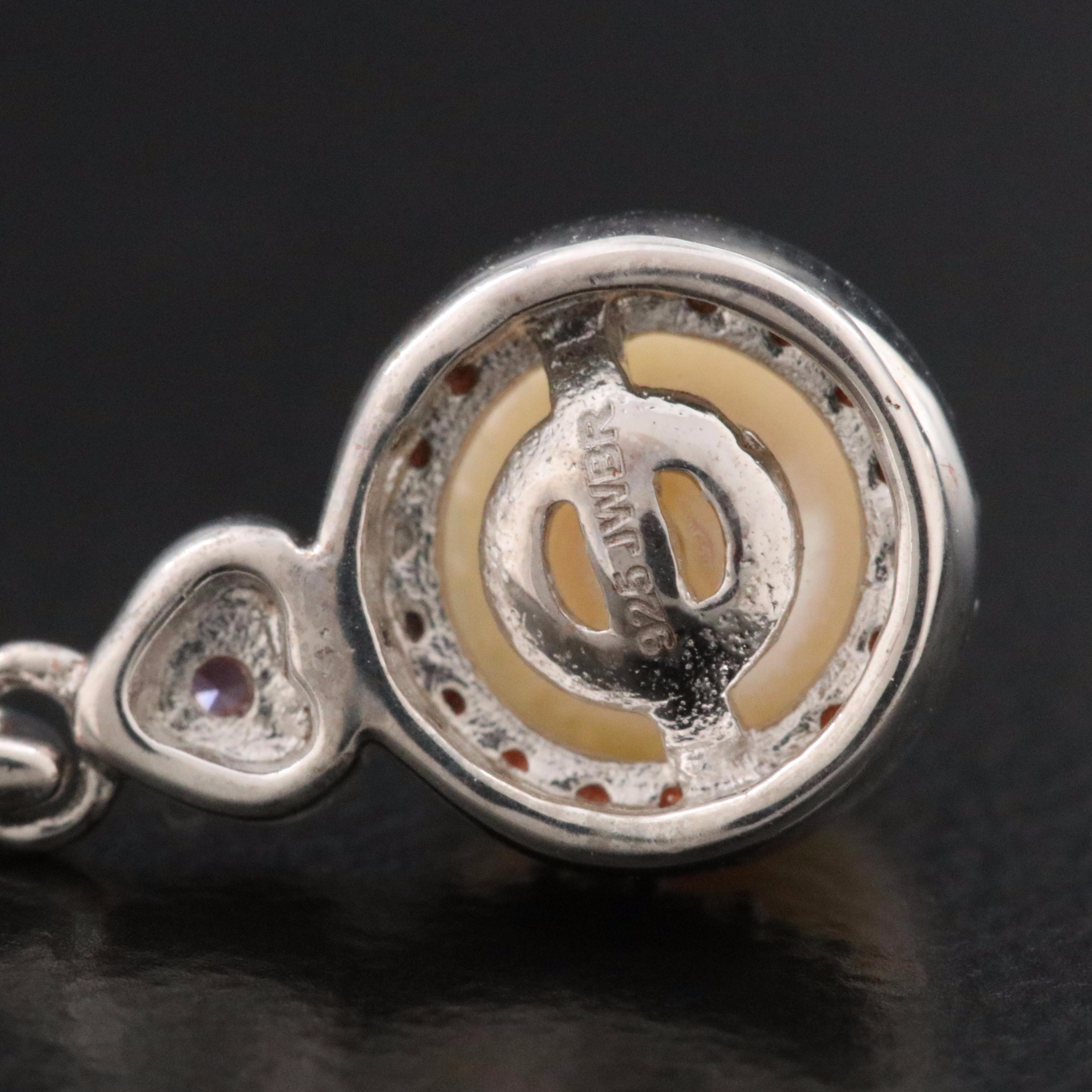 Sterling Pearl and Sapphire Pendant Necklace