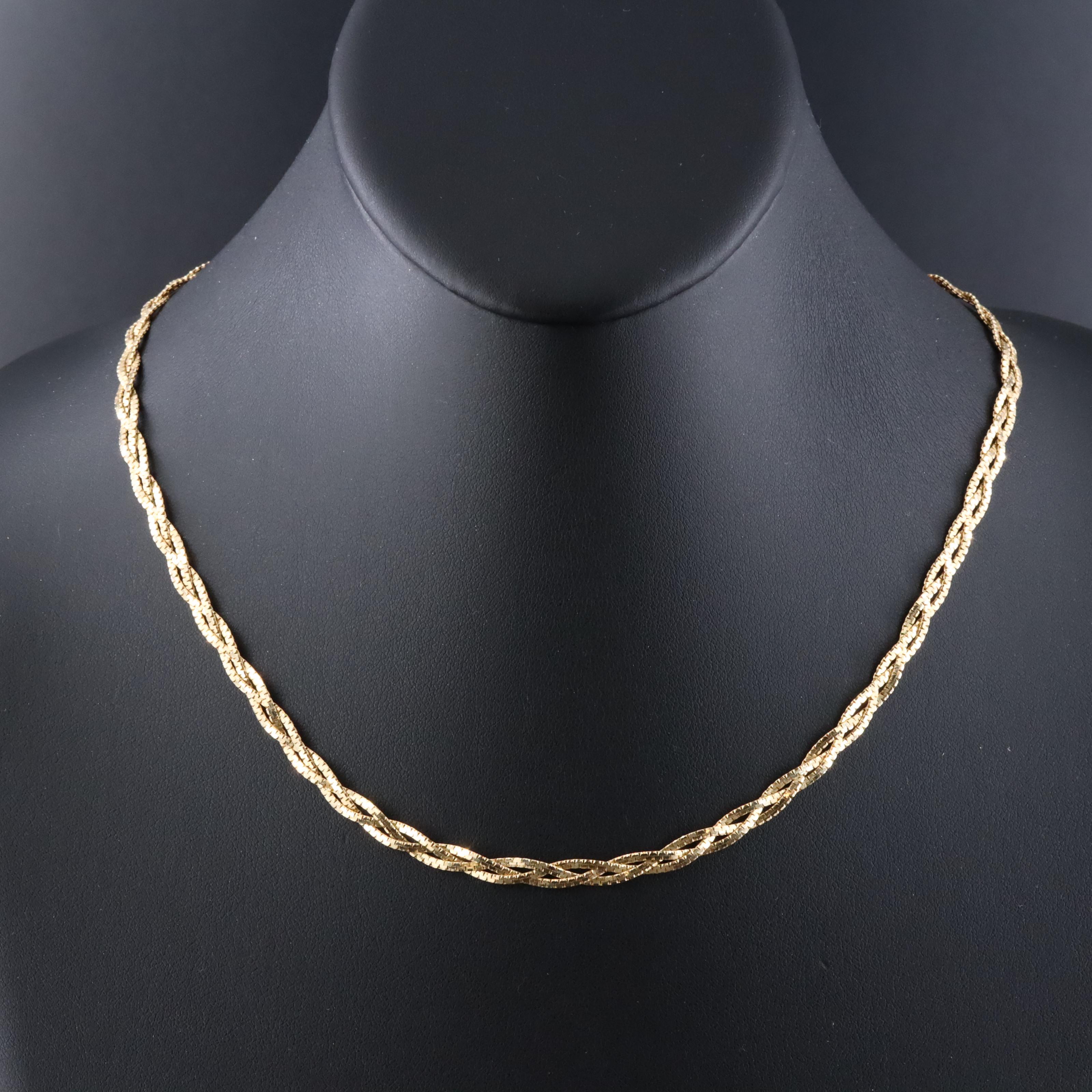 14K Braided Boston Chain Necklace