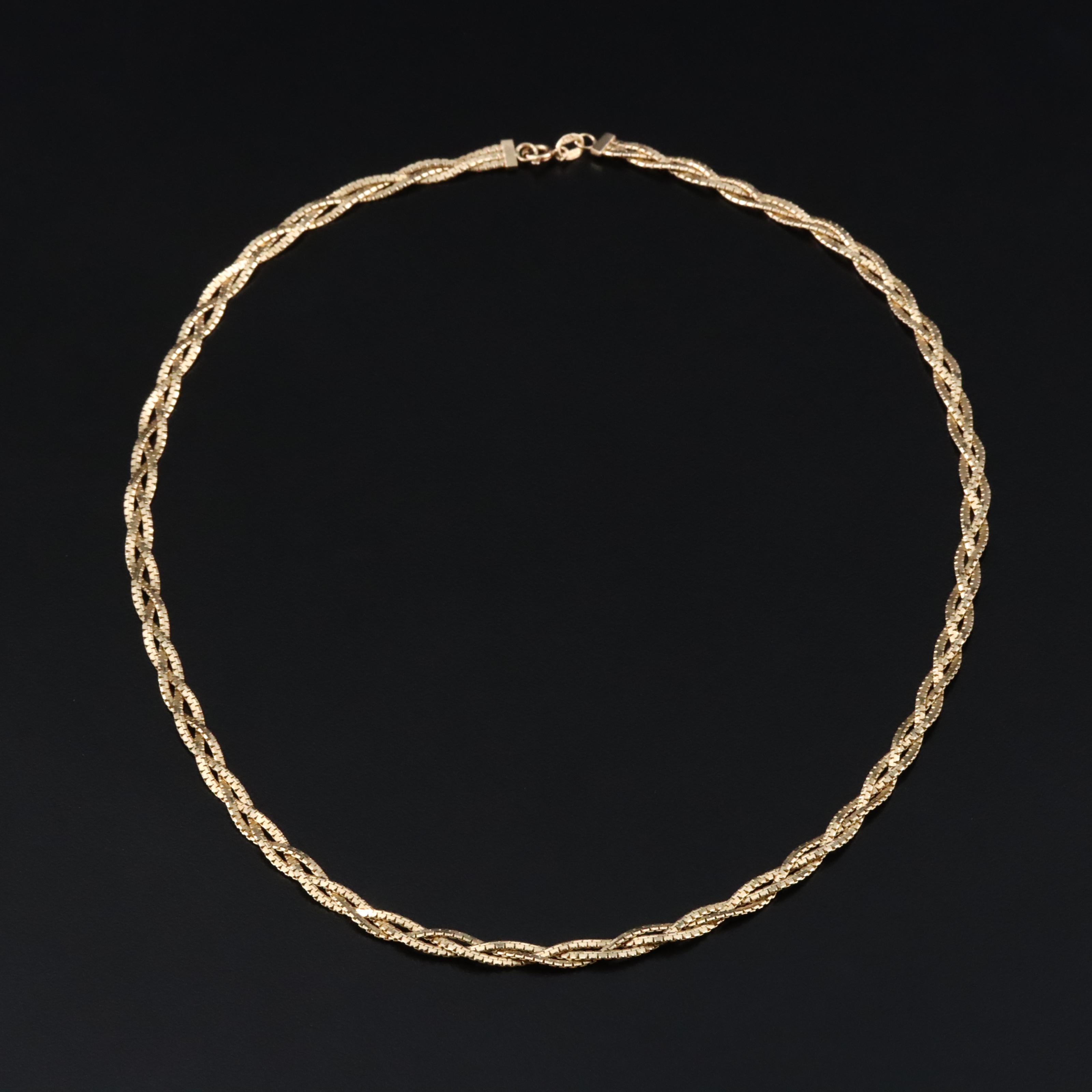 14K Braided Boston Chain Necklace