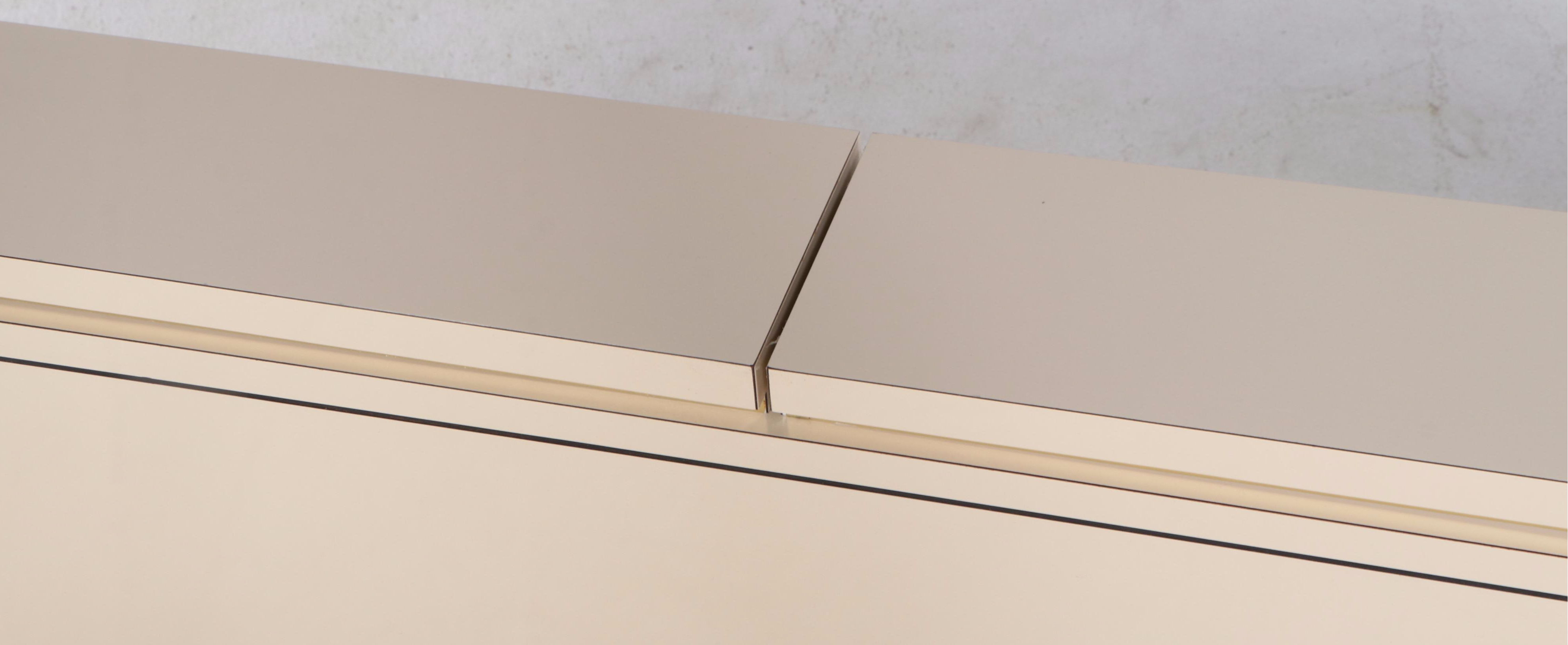 Postmodernist Brass-Trimmed Headboard and Pair of Nightstands, Late 20th Century