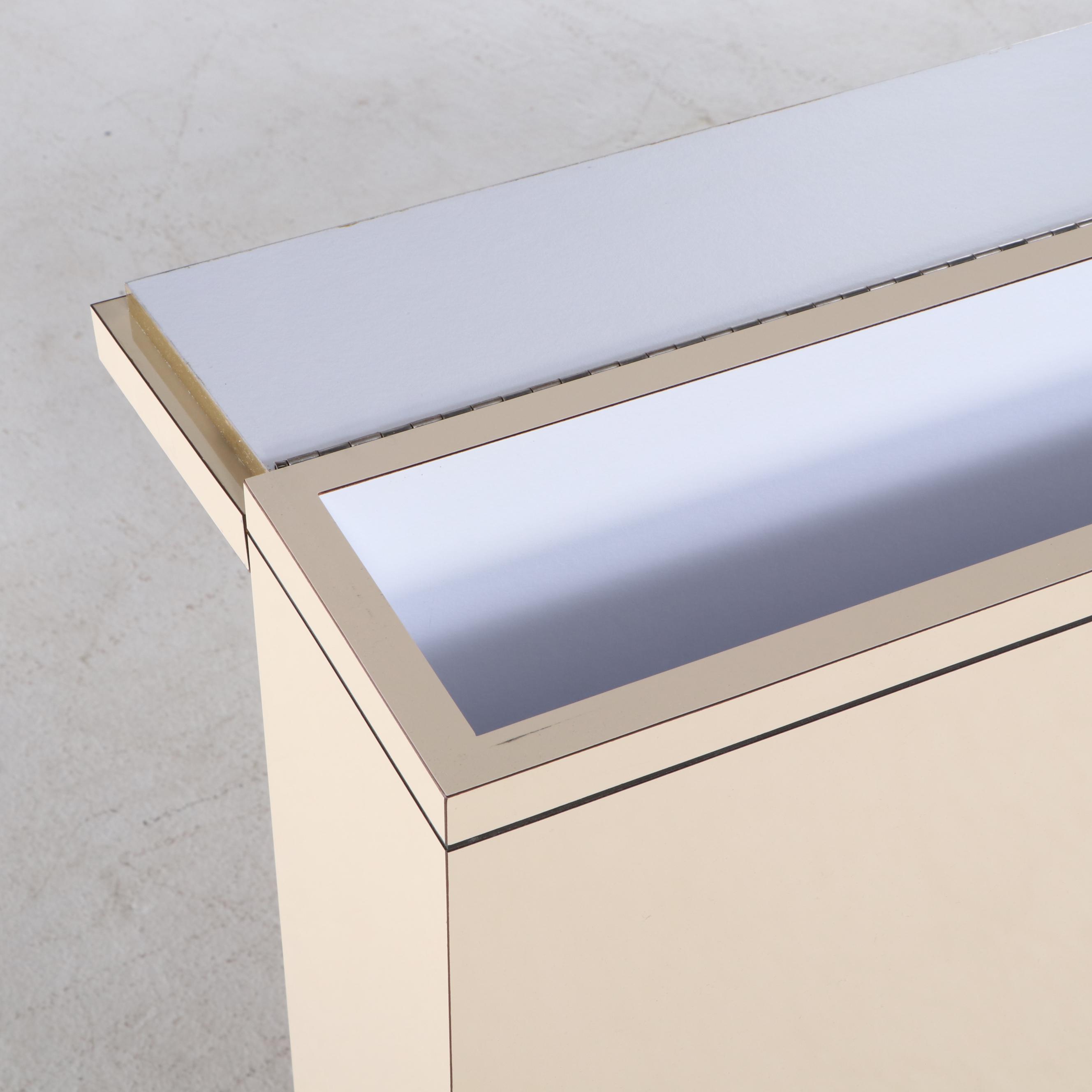 Postmodernist Brass-Trimmed Headboard and Pair of Nightstands, Late 20th Century