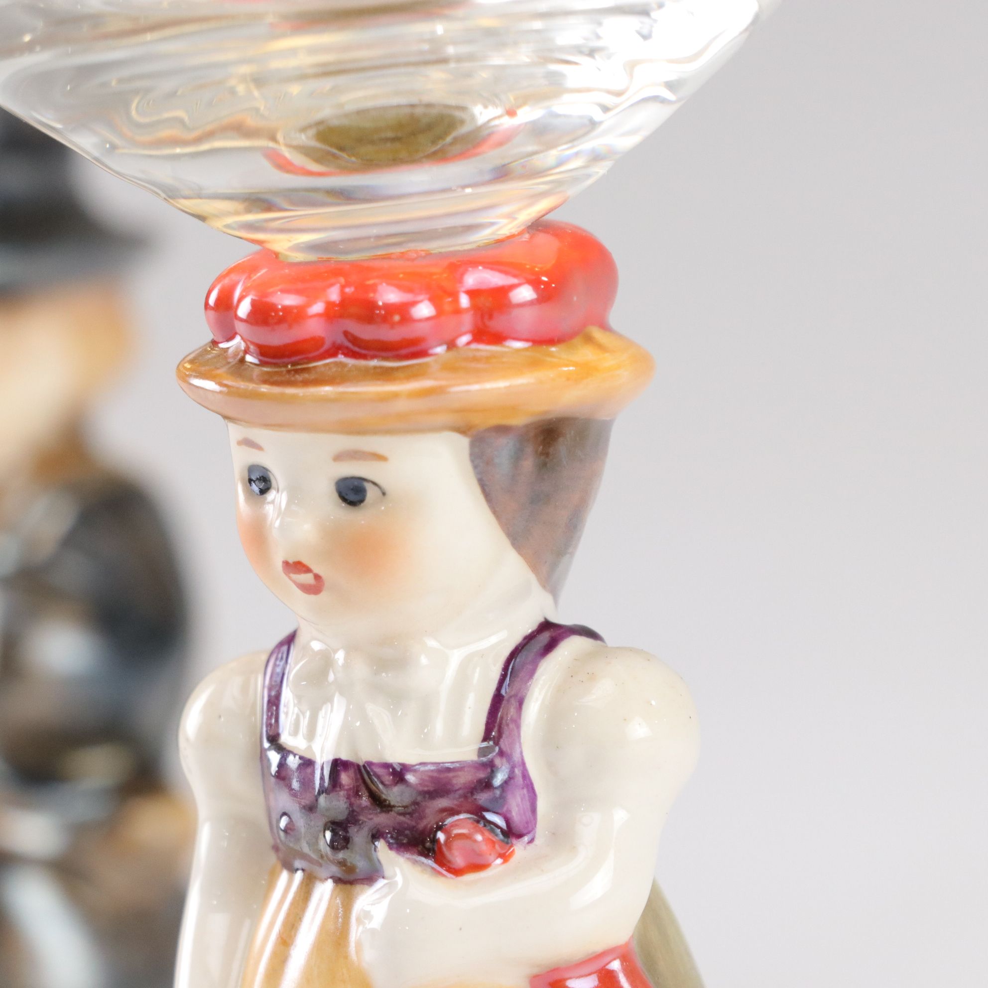 West German Wine Hocks with Ceramic Figural Stems, Late 20th Century