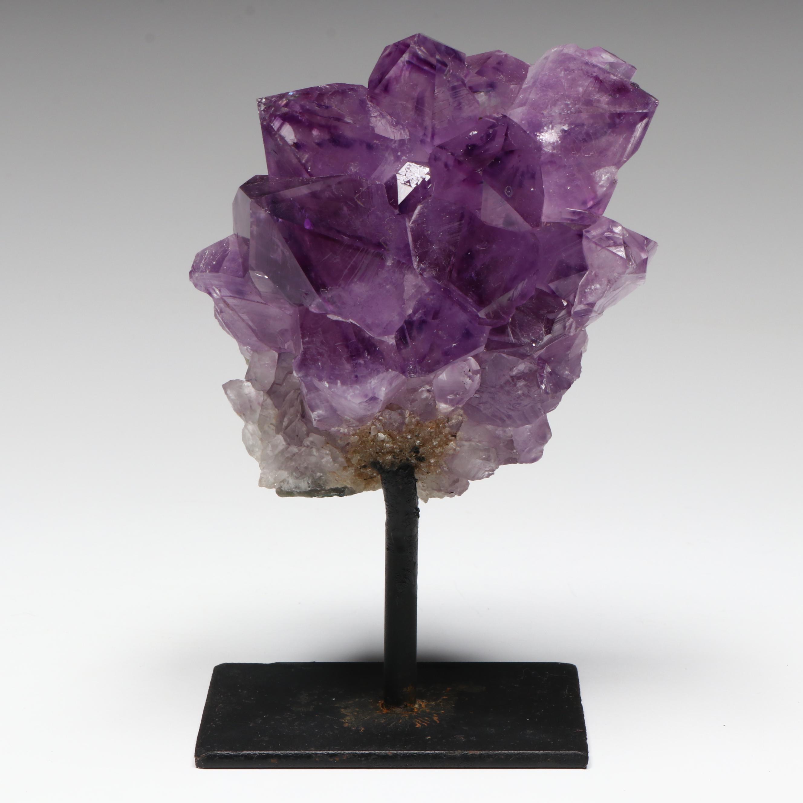 Amethyst Specimens on Modern Metal Stands