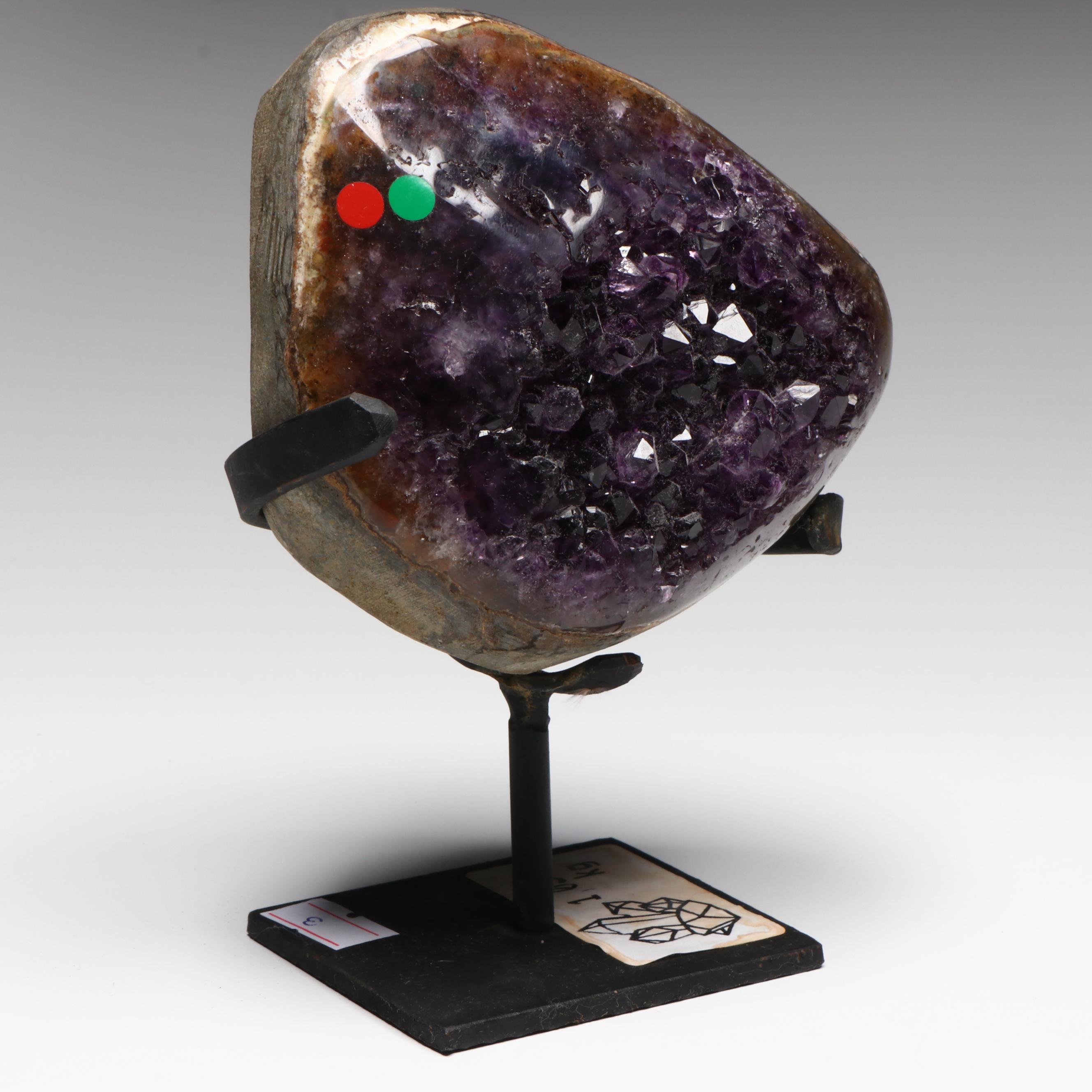 Amethyst Specimens on Modern Metal Stands