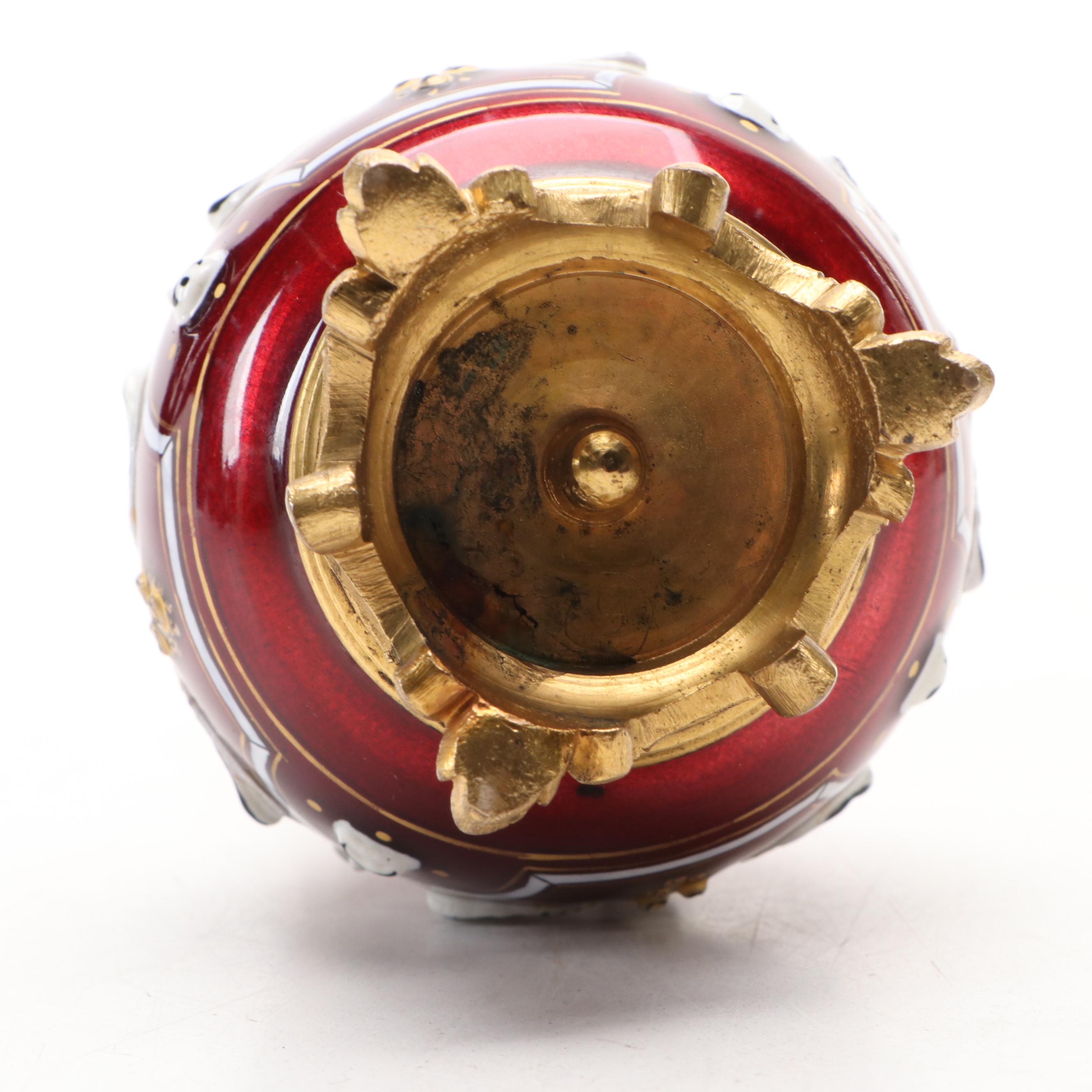 European Renaissance Revival Ormolu Mounted Enameled Vase with Raised Decoration