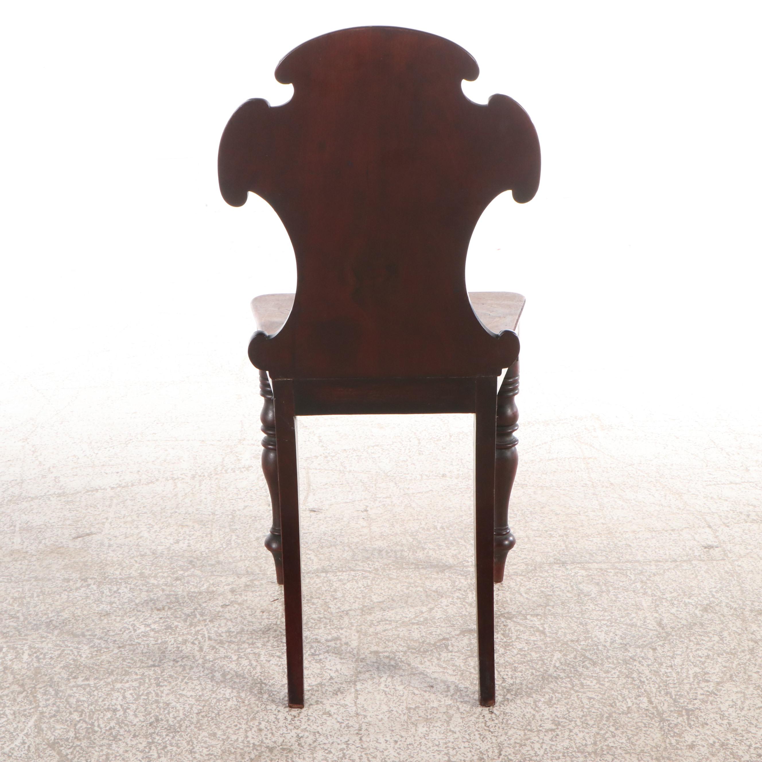 Pair of William IV Mahogany Hall Chairs, 19th Century