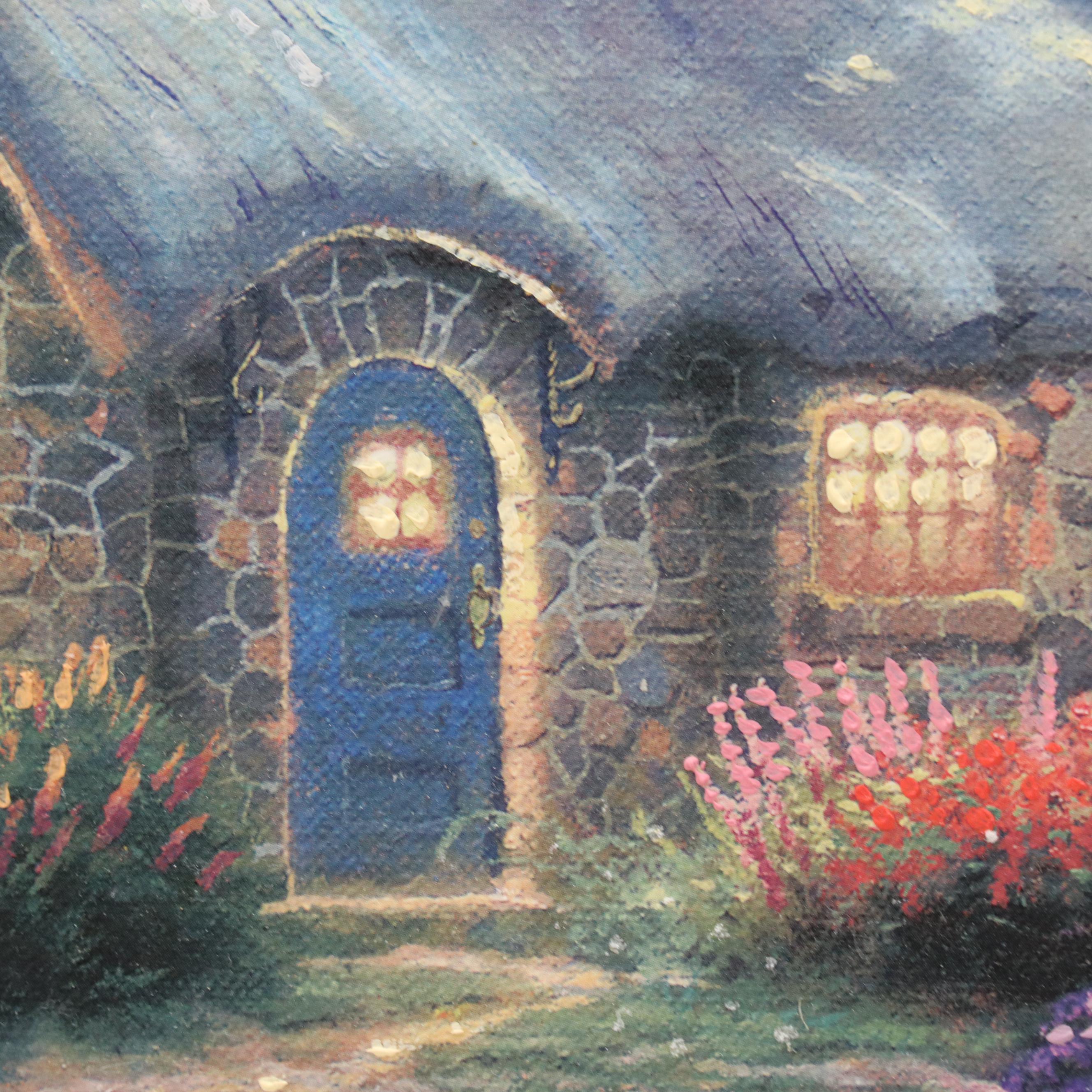 Thomas Kincade Embellished Offset Lithograph "Twilight Cottage"