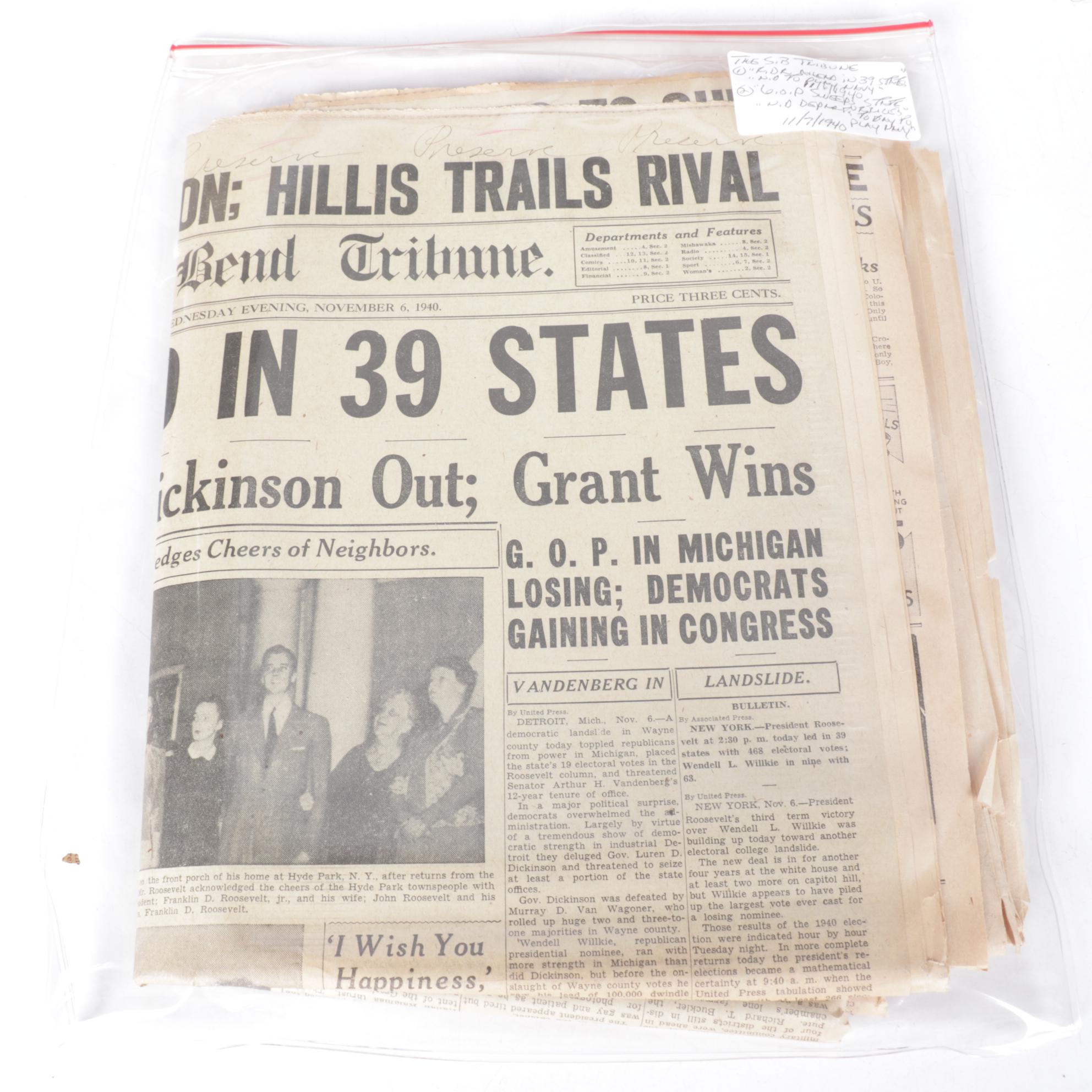 "Chicago Daily Tribune" and More F.D.R. Era Political Newspapers, 1940s