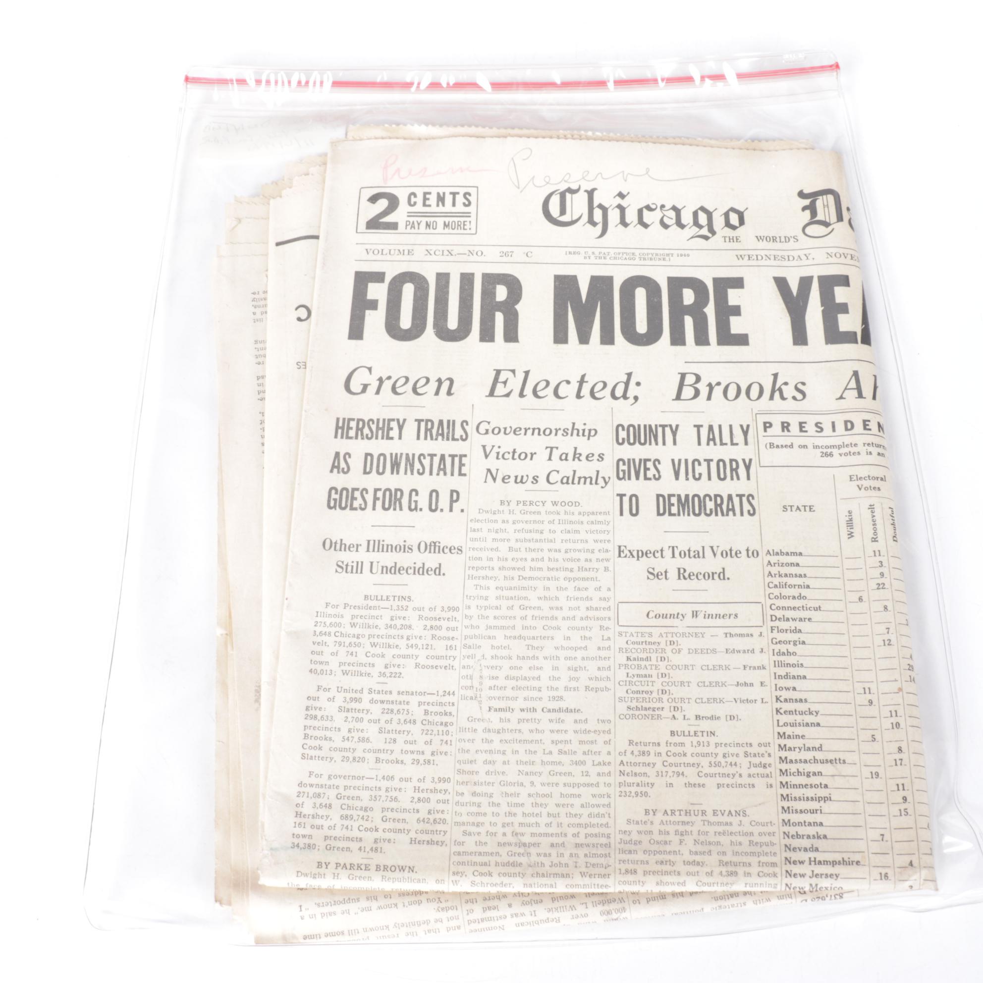 "Chicago Daily Tribune" and More F.D.R. Era Political Newspapers, 1940s